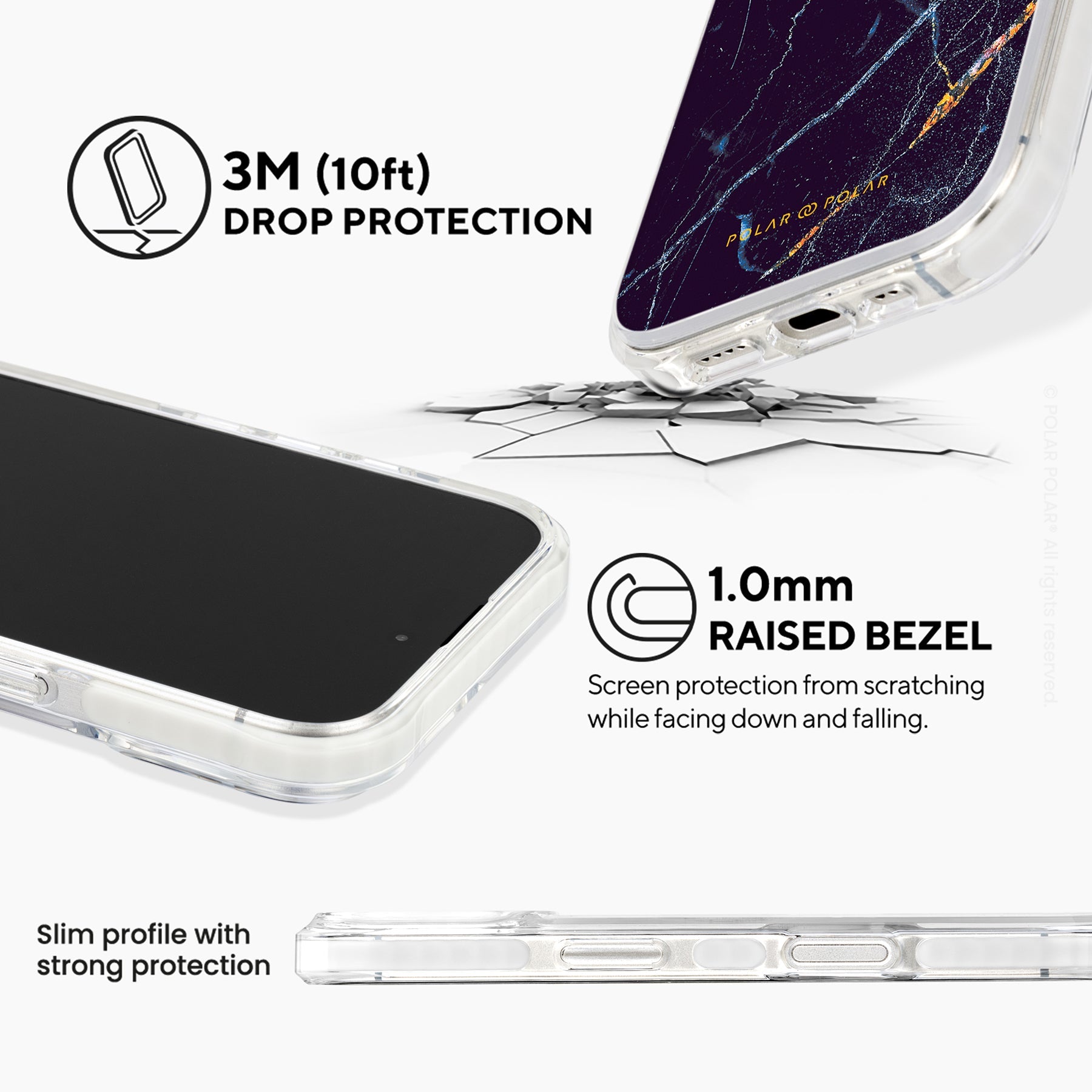 Midnight Marble - iPhone 16 Clear Bumper MagSafe Case