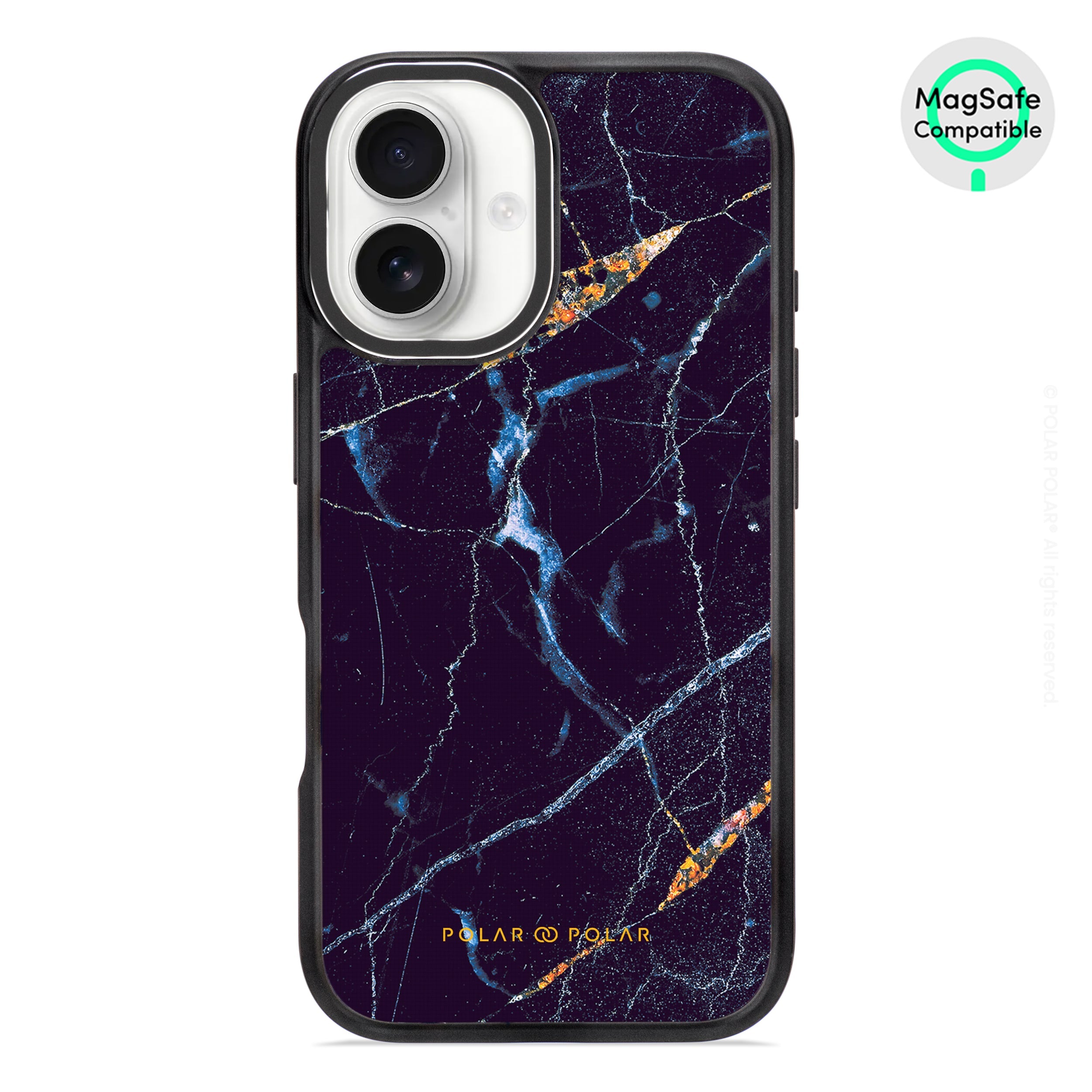 Midnight Marble - iPhone 16 Frosted Black Bumper MagSafe Case