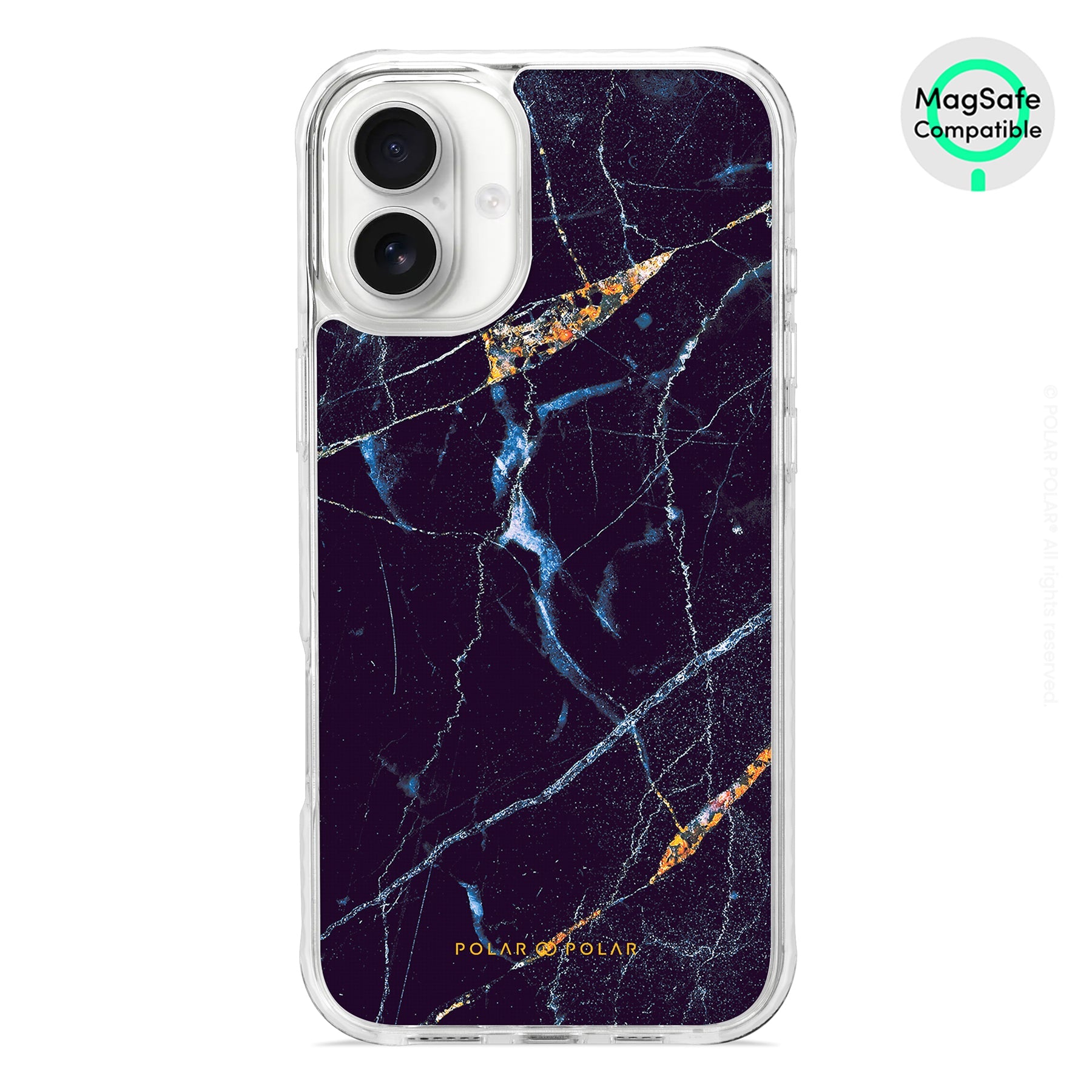 Midnight Marble - iPhone 16 Plus Clear Bumper MagSafe Case