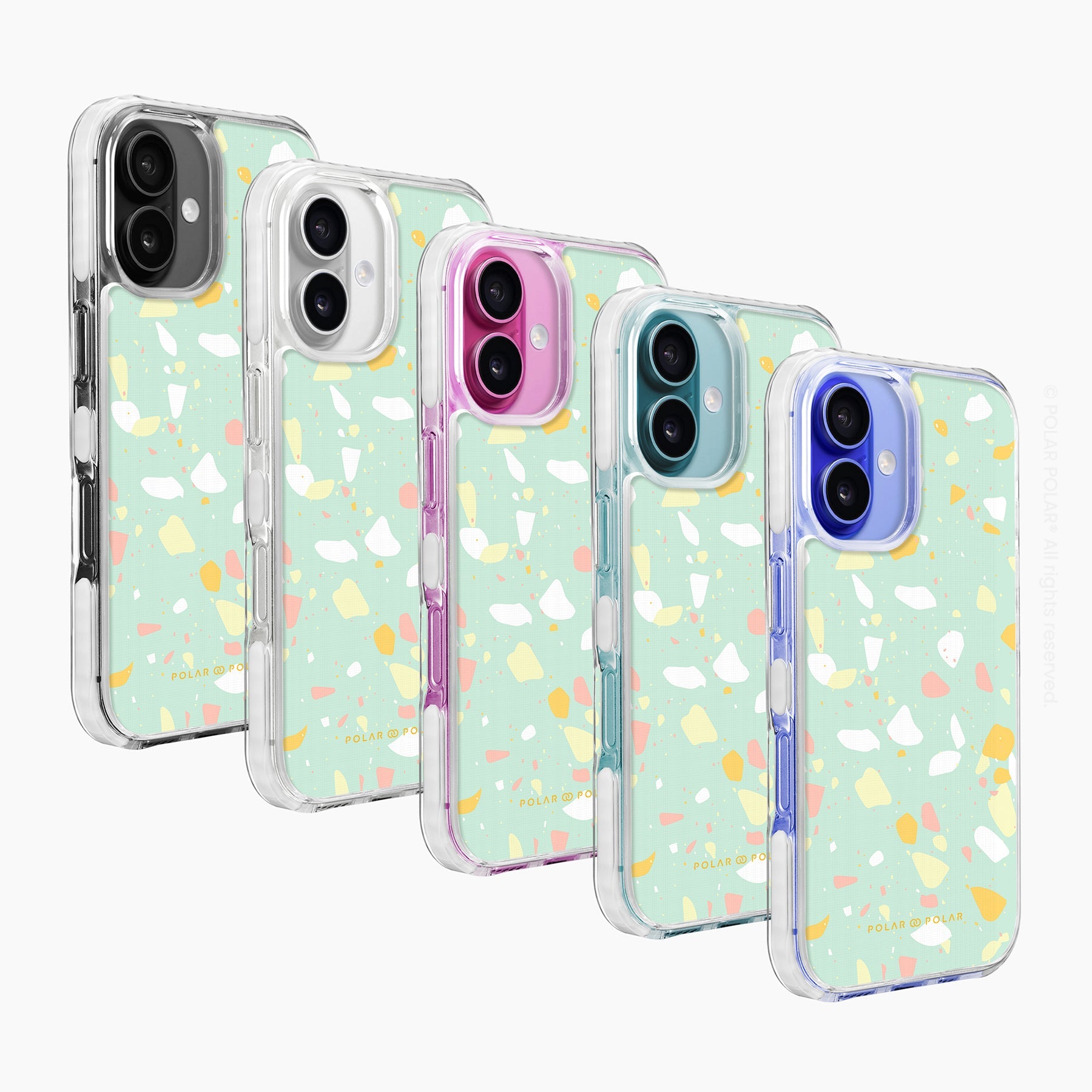 Mist Green Terrazzo - iPhone 16 Plus Clear Bumper MagSafe Case