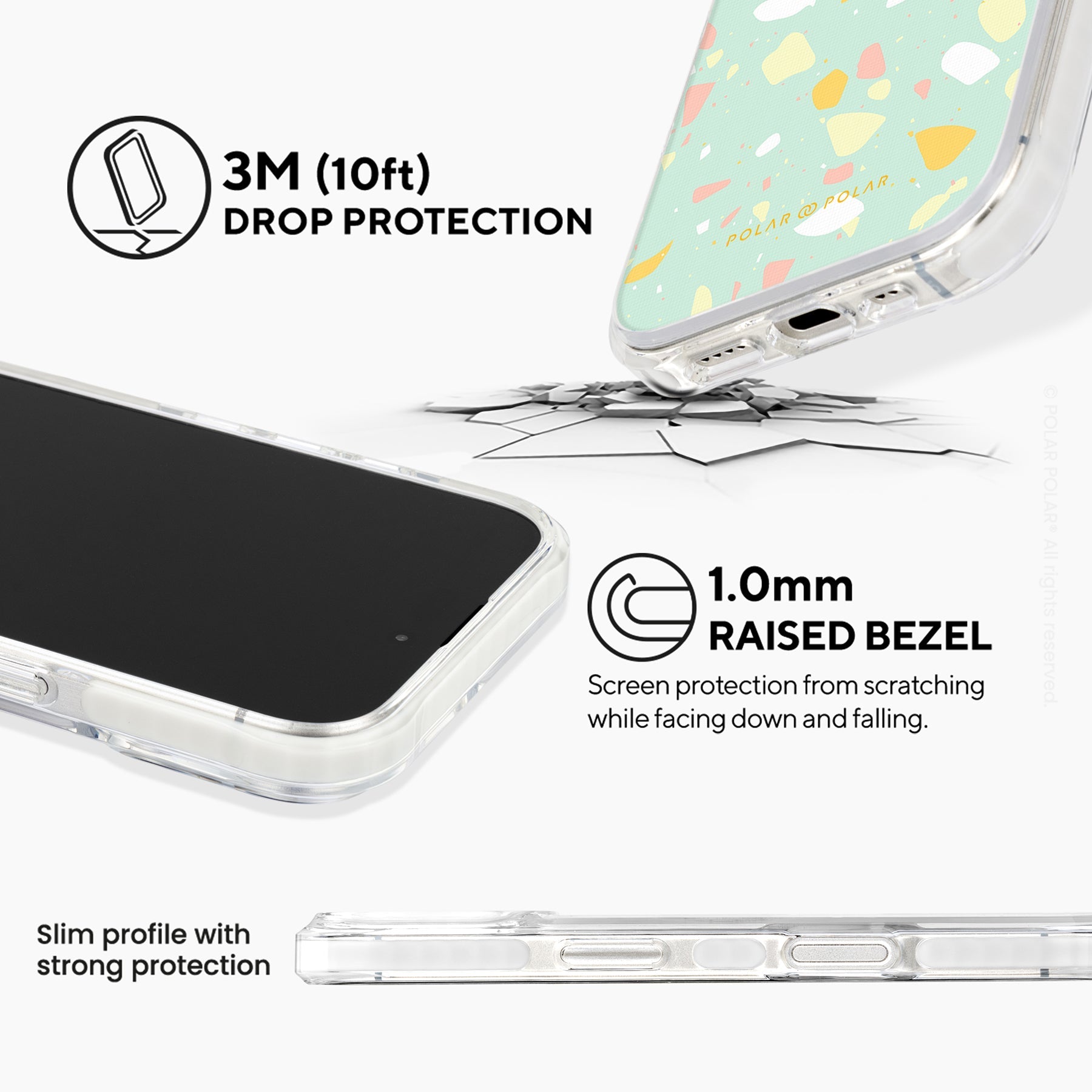 Mist Green Terrazzo - iPhone 16 Plus Clear Bumper MagSafe Case