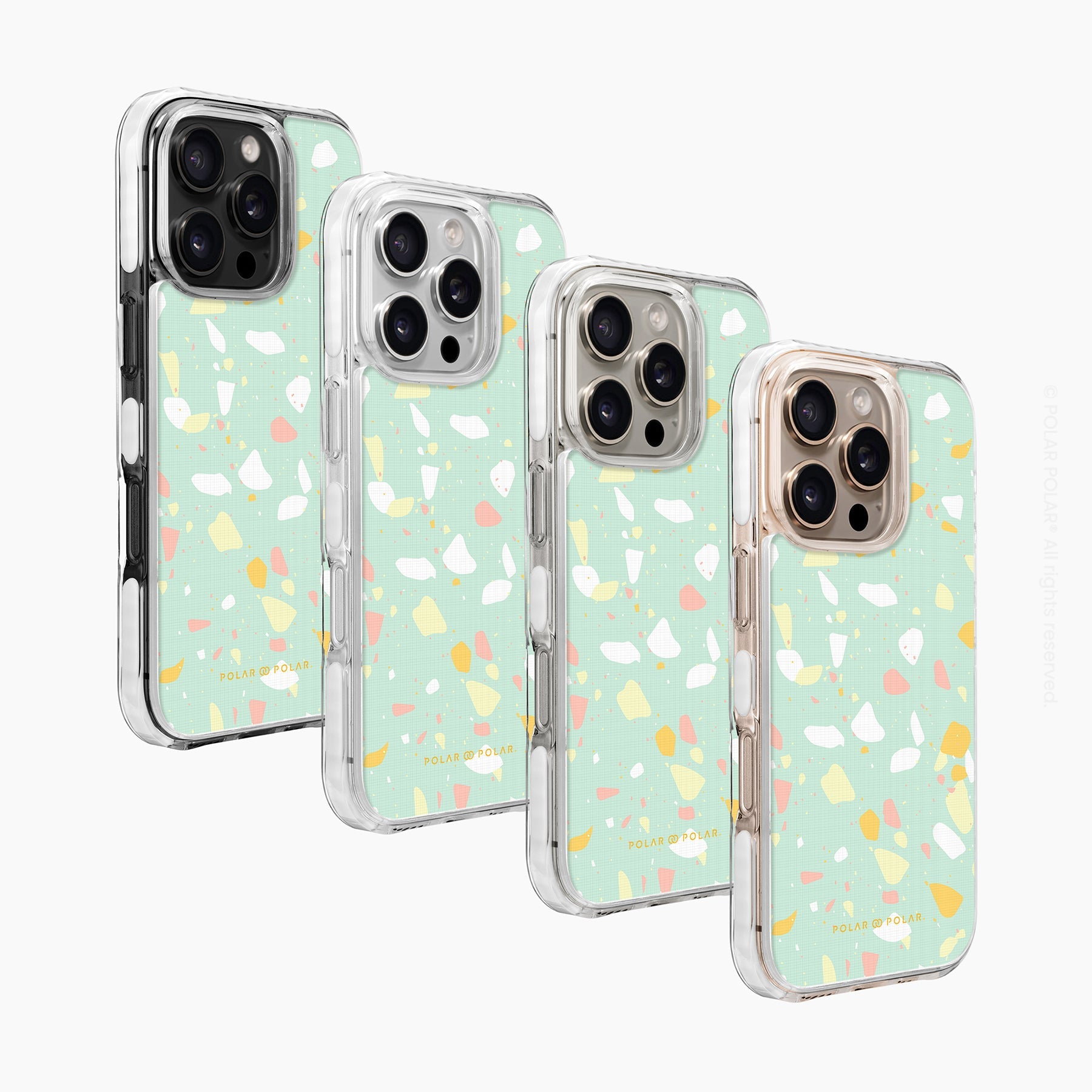 Mist Green Terrazzo - iPhone 16 Pro Max Clear Bumper MagSafe Case