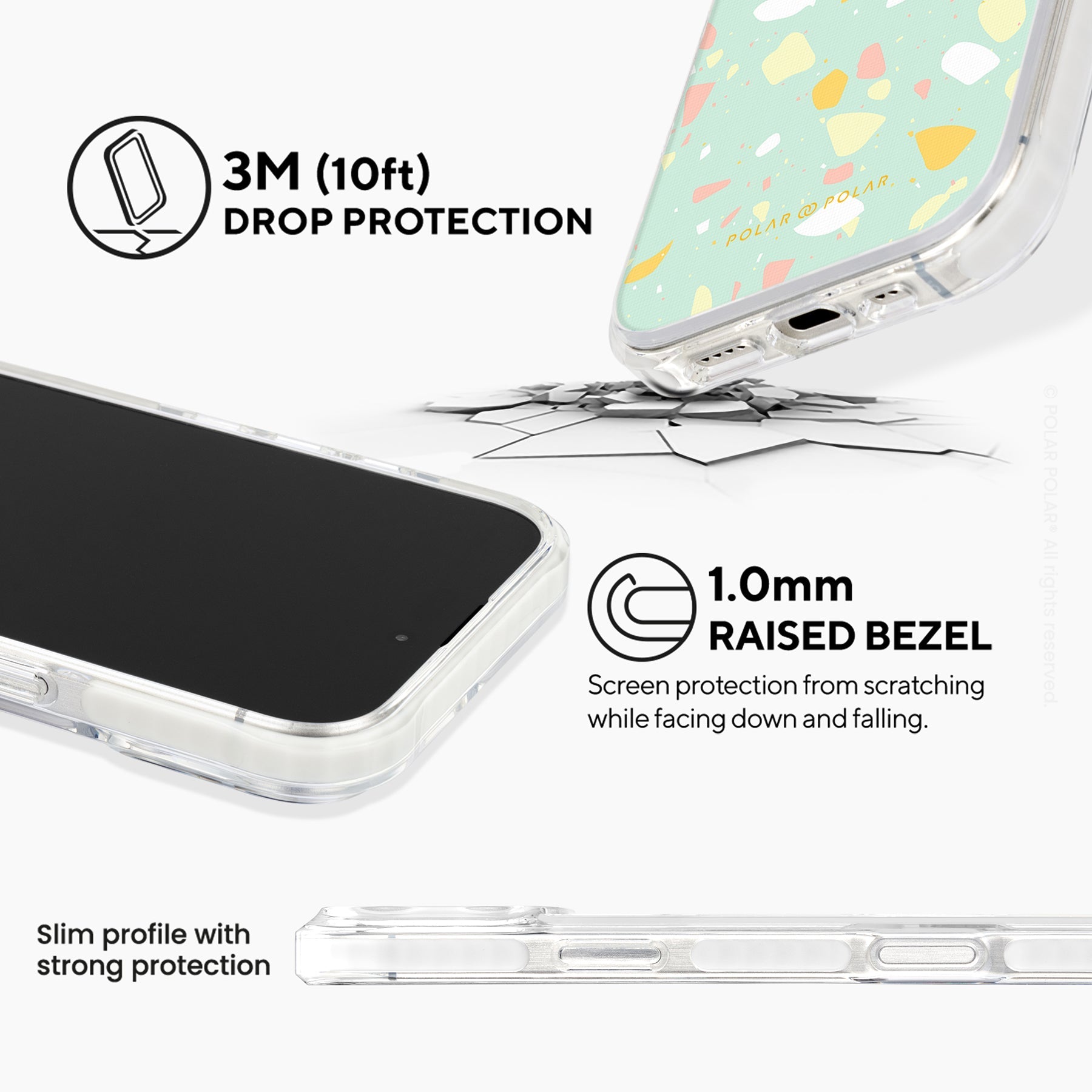 霧綠色水磨石 - iPhone 16 Pro 透明邊防摔 MagSafe 手機殼