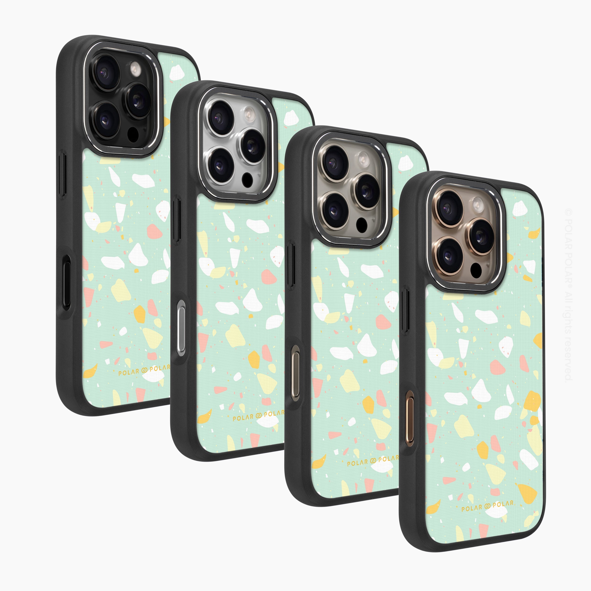 霧綠色水磨石 - iPhone 16 Pro 黑磨砂防摔 MagSafe 手機殼