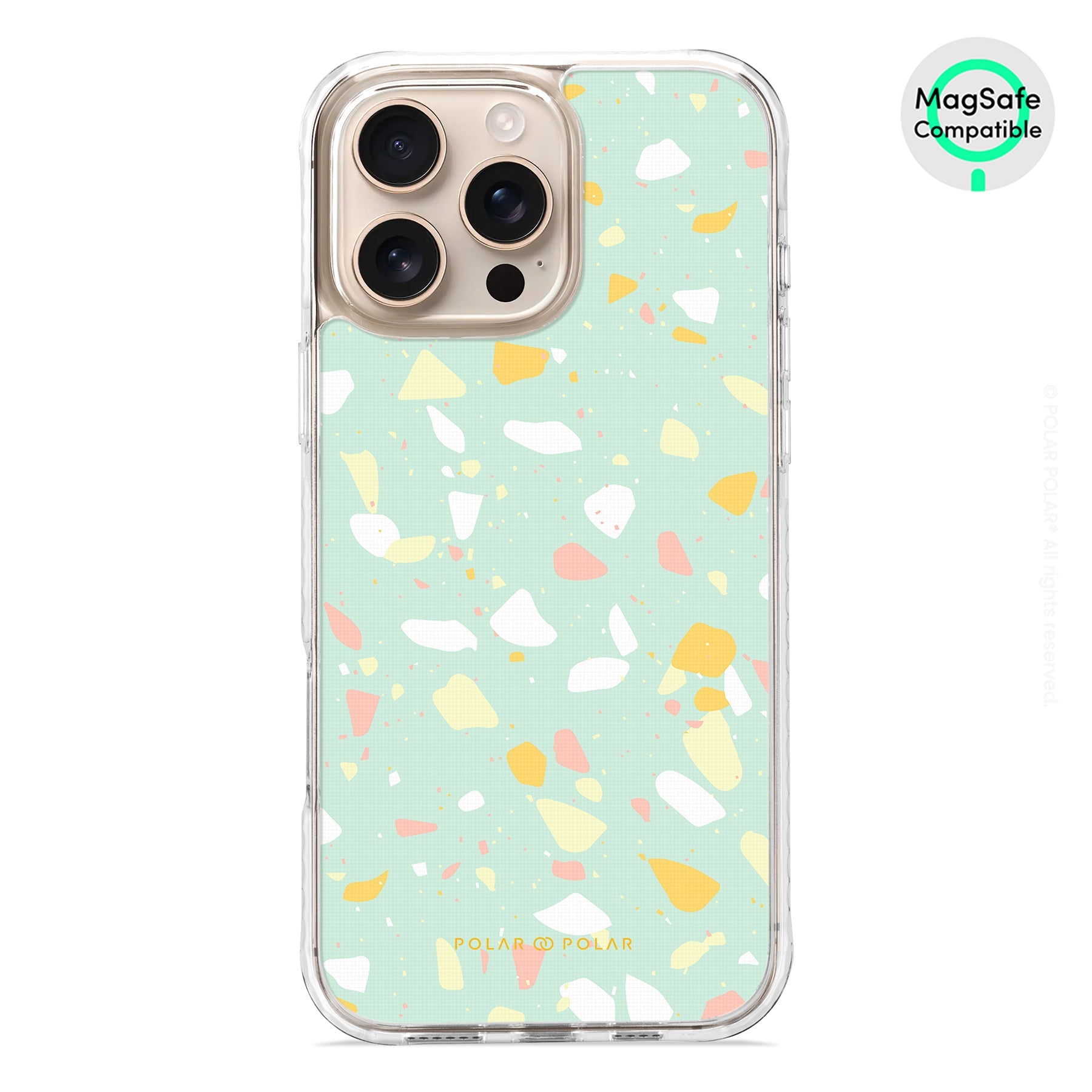 Mist Green Terrazzo - iPhone 16 Pro Max Clear Bumper MagSafe Case