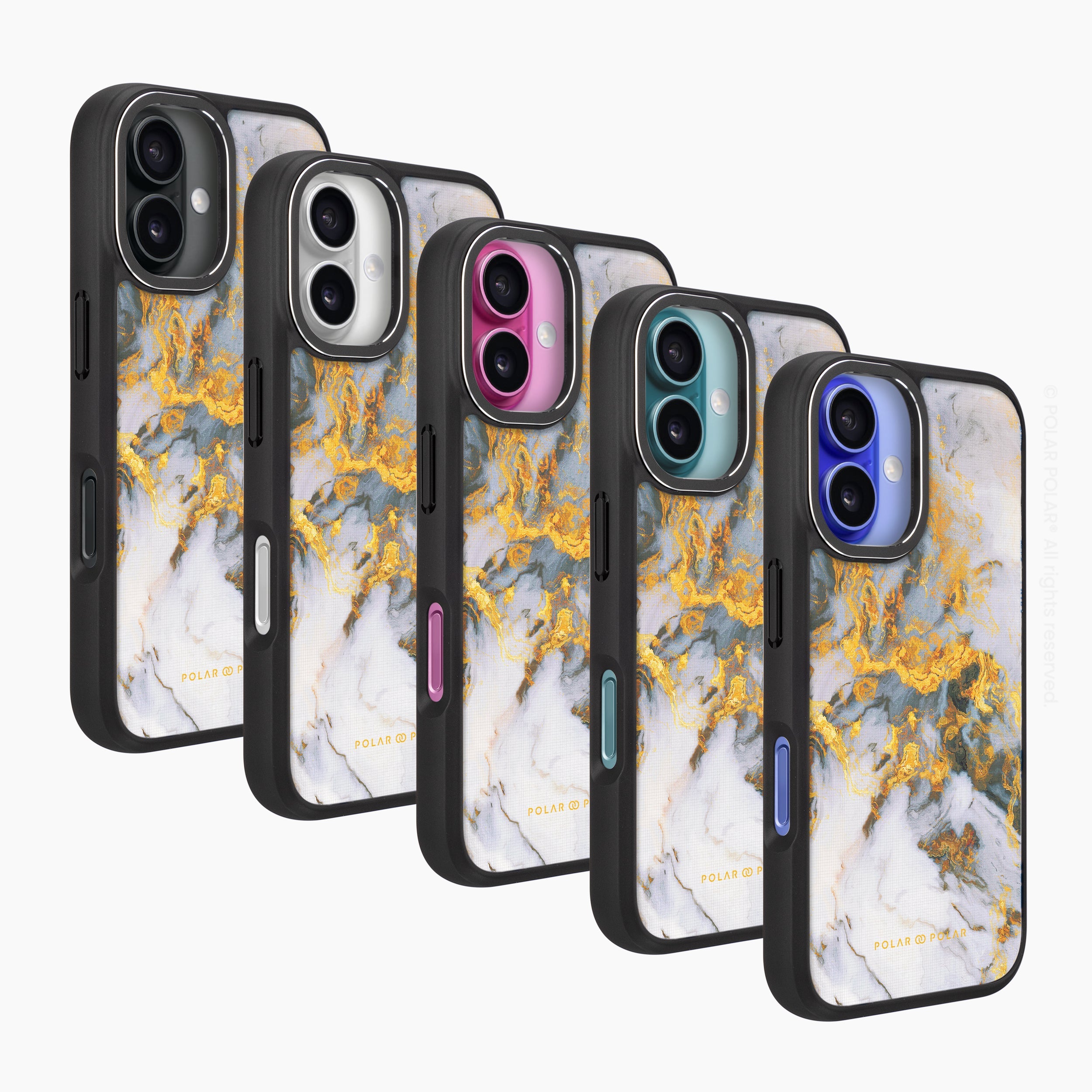Mist Marble - iPhone 16 Frosted Black Bumper MagSafe Case
