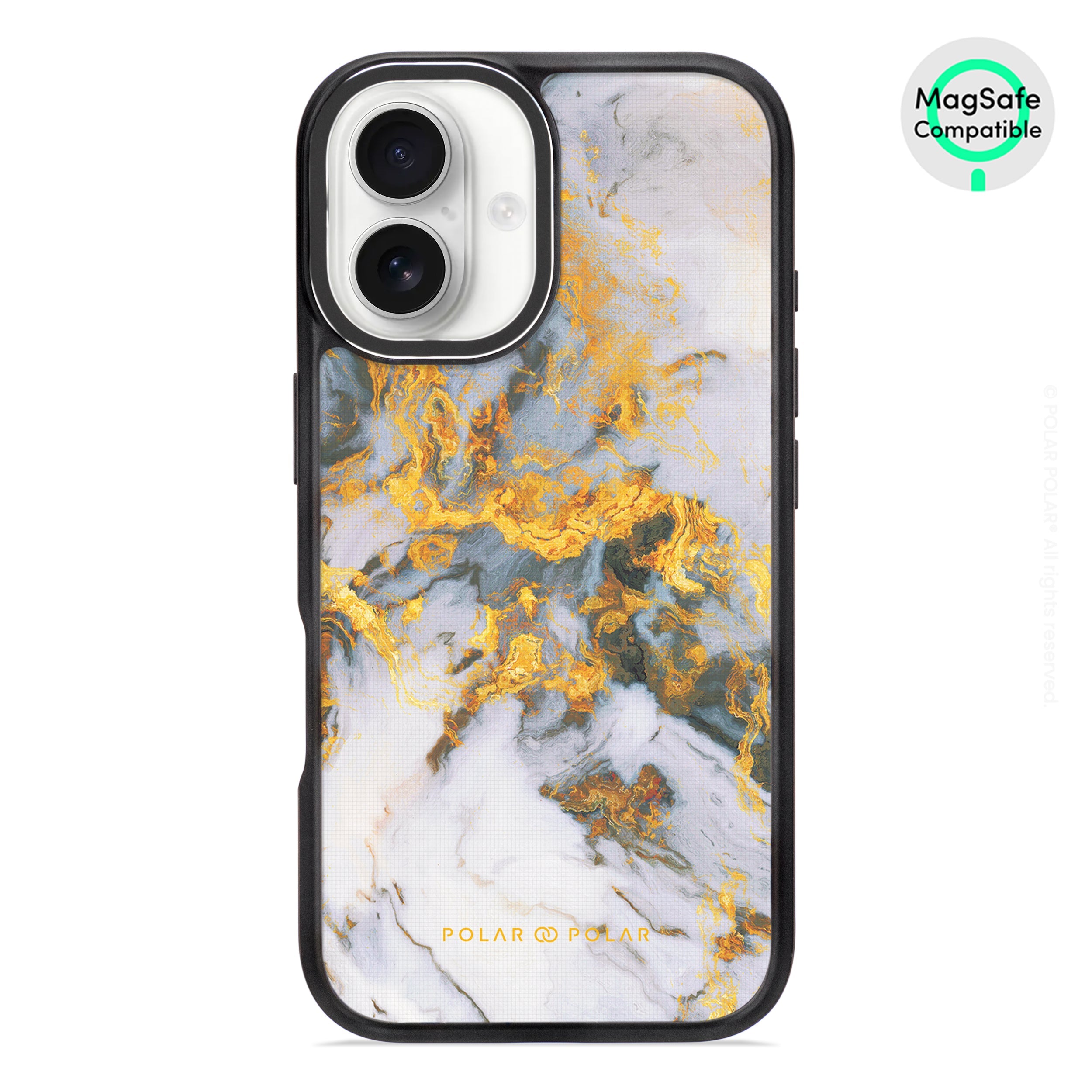 Mist Marble - iPhone 16 Frosted Black Bumper MagSafe Case