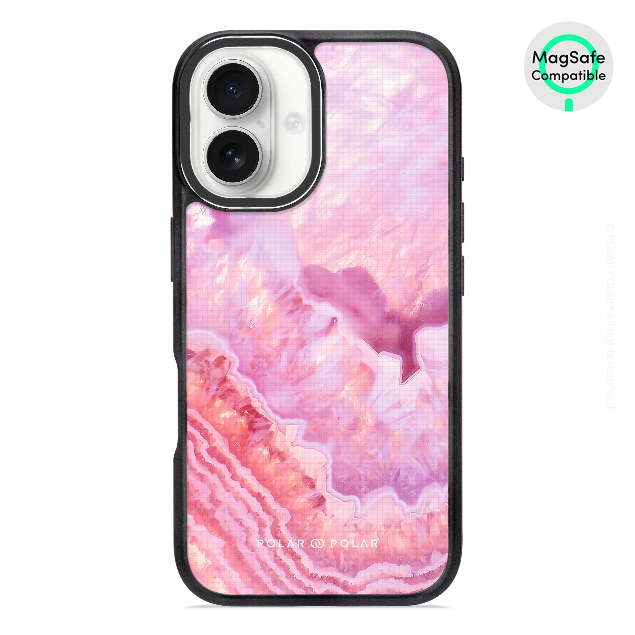 Misty Rose Coral - iPhone 16 Frosted Black Bumper MagSafe Case