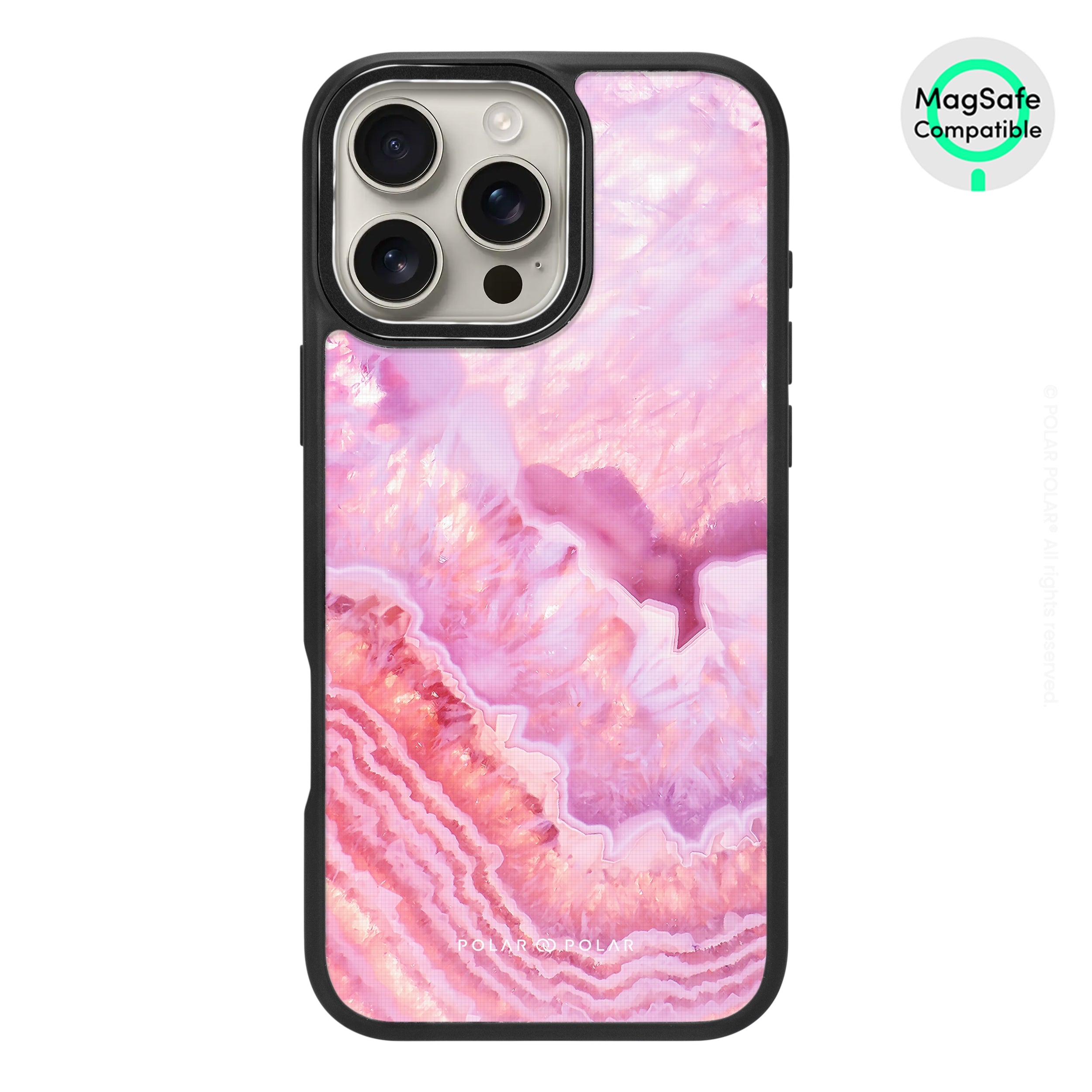 Misty Rose Coral - iPhone 16 Pro Max Frosted Black Bumper MagSafe Case