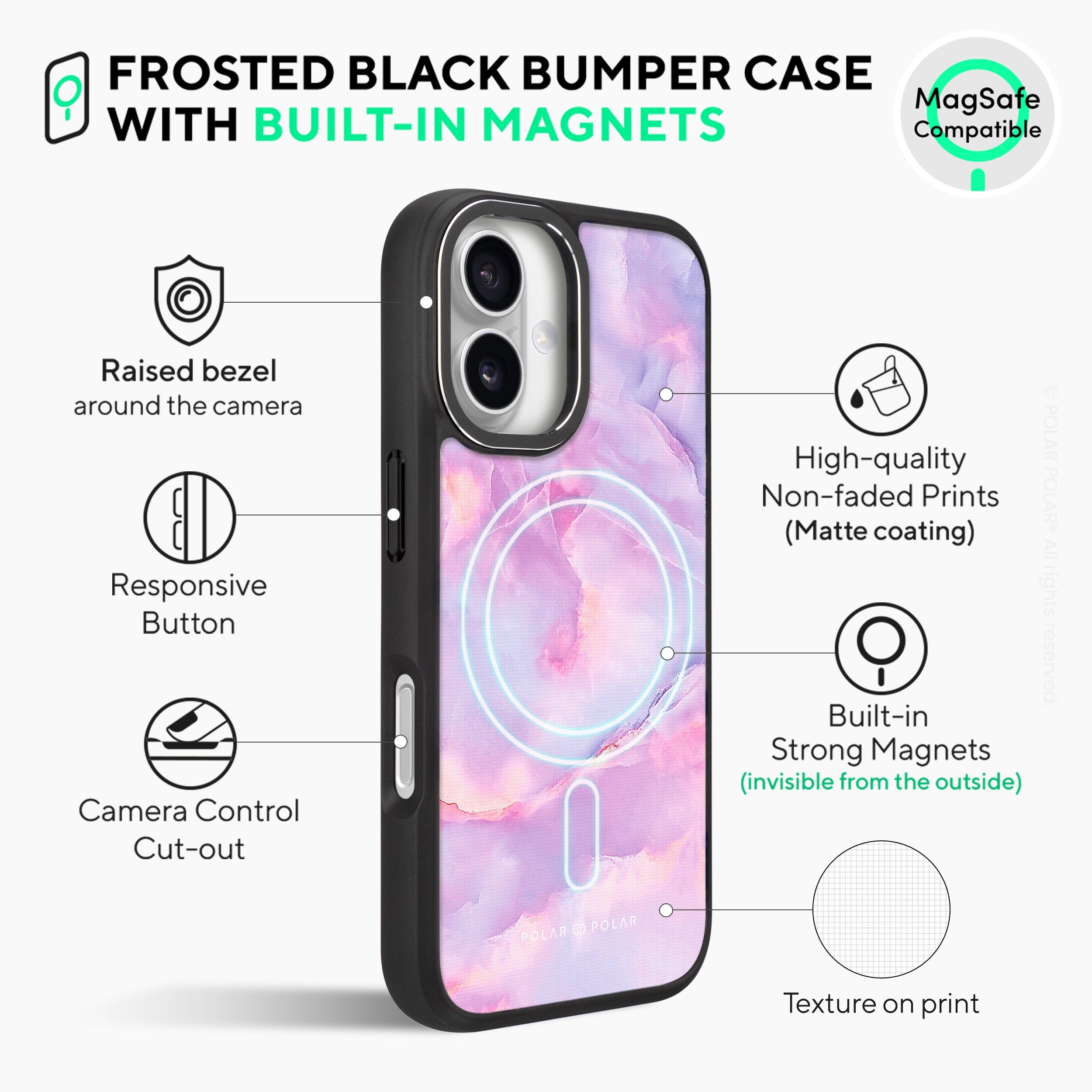 Mythical Sky - iPhone 16 Plus Frosted Black Bumper MagSafe Case