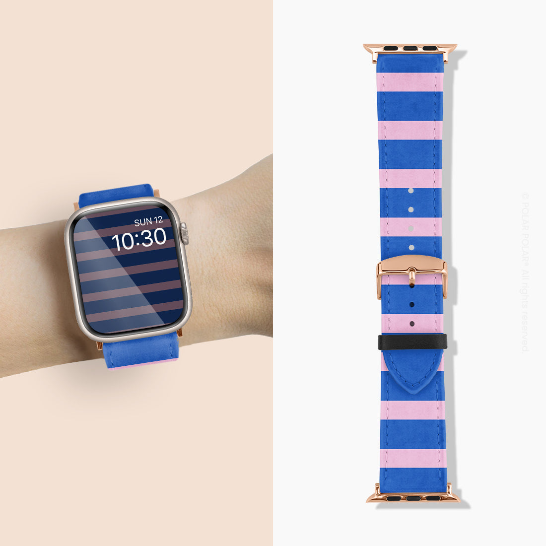 Navy Pink Stripe - Apple Watch Band