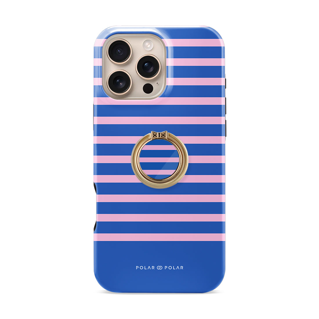 Navy Pink Stripe Adhesive Phone Ring Holder