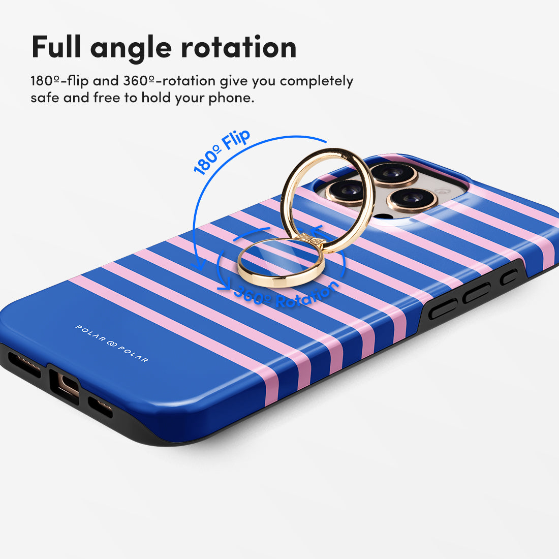 Navy Pink Stripe Adhesive Phone Ring Holder
