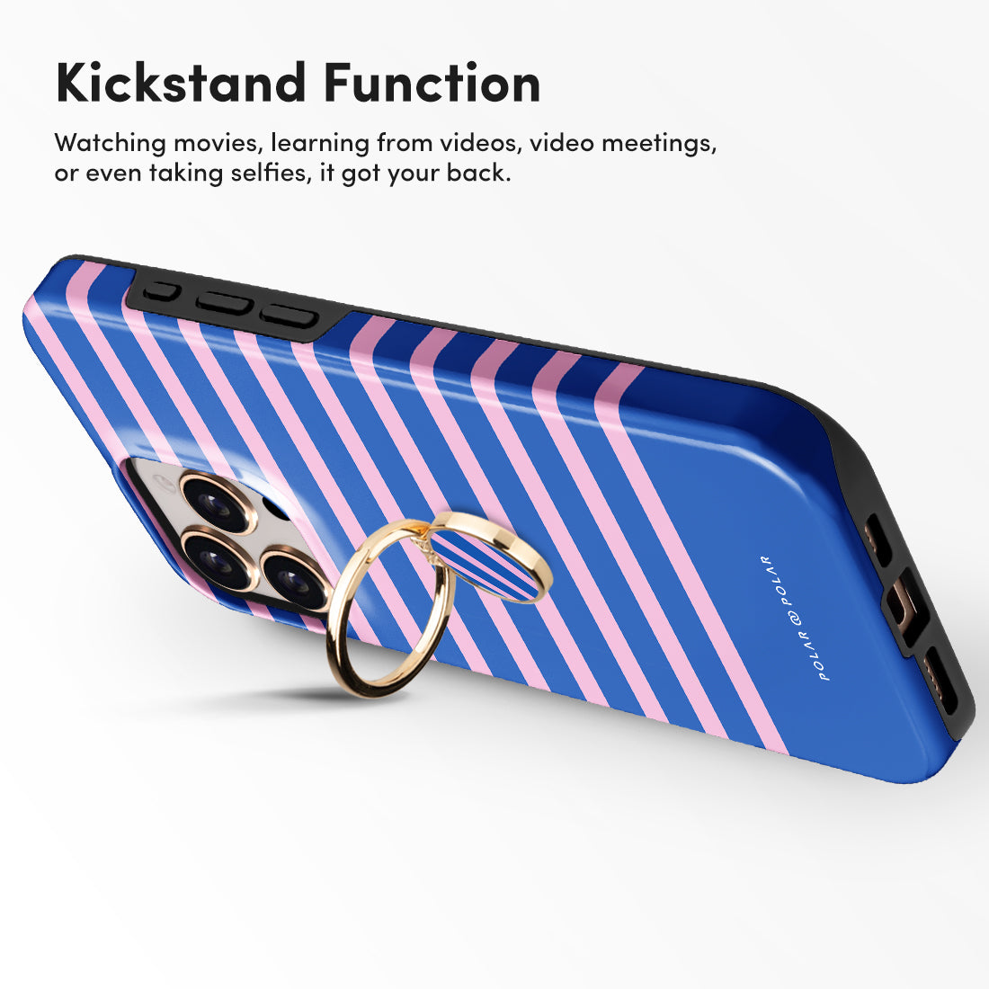 Navy Pink Stripe Adhesive Phone Ring Holder