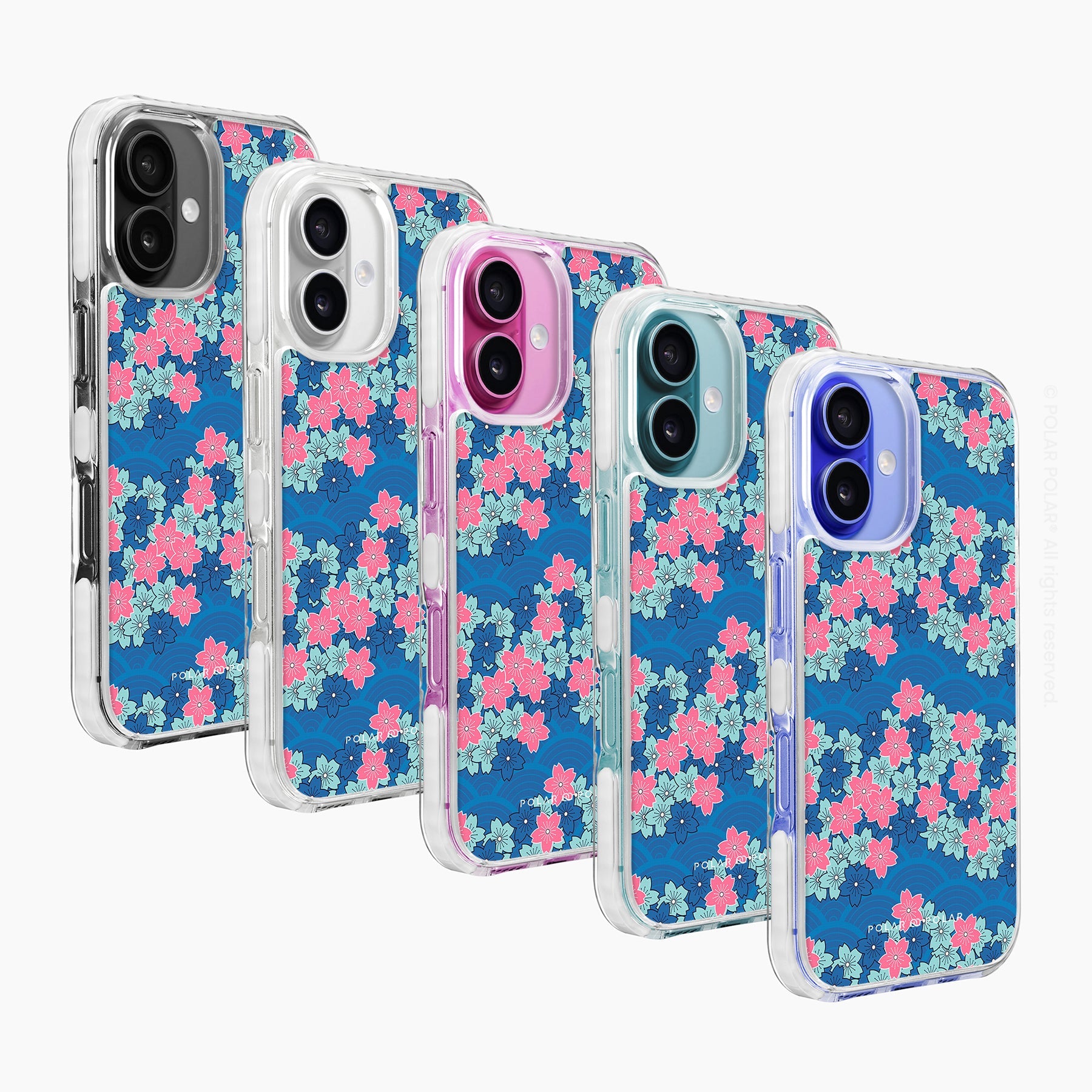 Navy Sakura Wave - iPhone 16 Plus Clear Bumper MagSafe Case