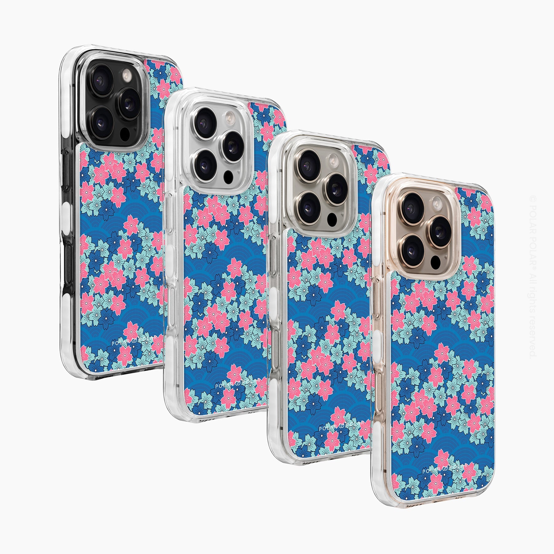 Navy Sakura Wave - iPhone 16 Pro Max Clear Bumper MagSafe Case