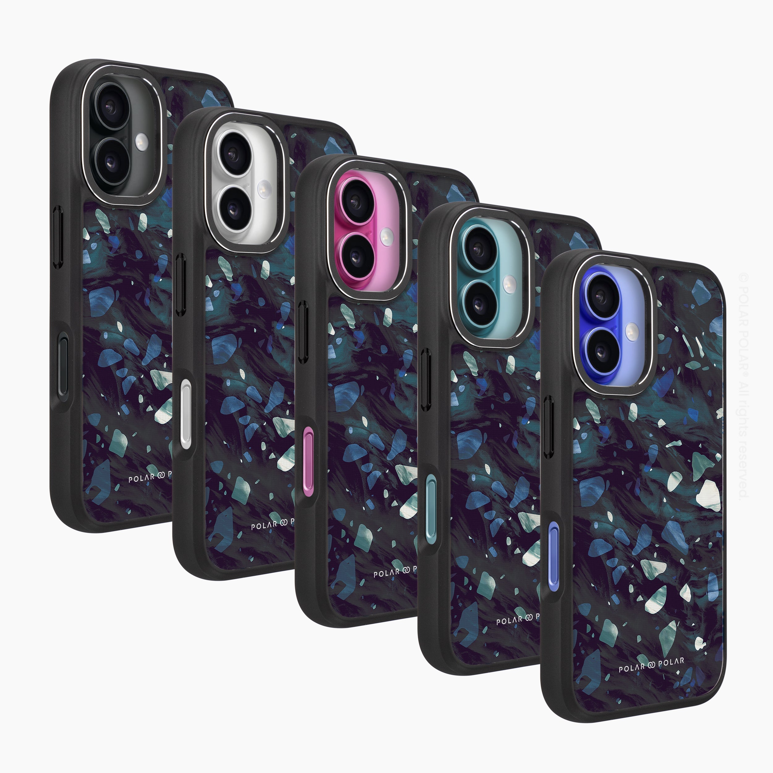 Nordic Terrazzo Gem - iPhone 16 Frosted Black Bumper MagSafe Case