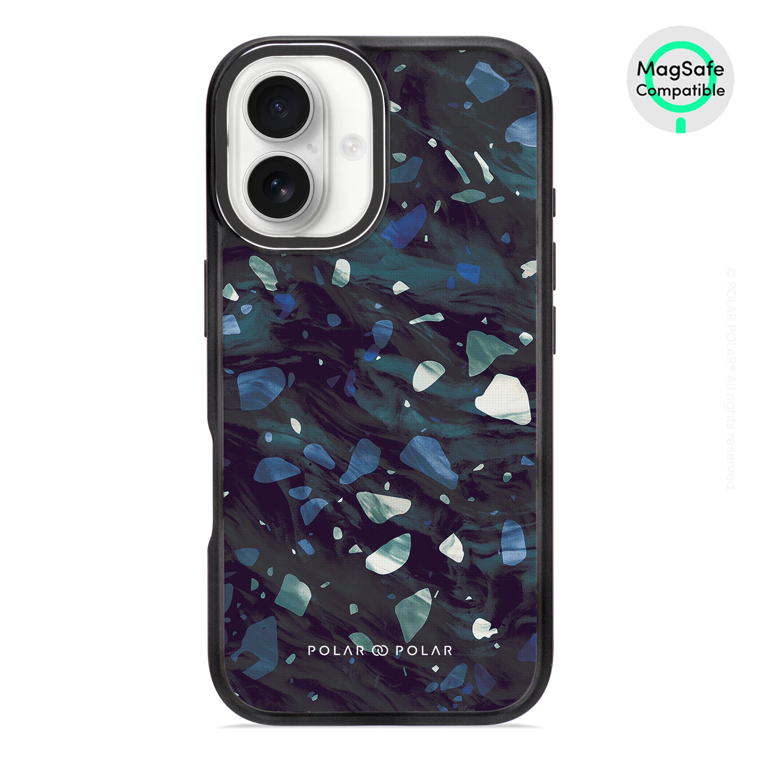 Nordic Terrazzo Gem - iPhone 16 Frosted Black Bumper MagSafe Case