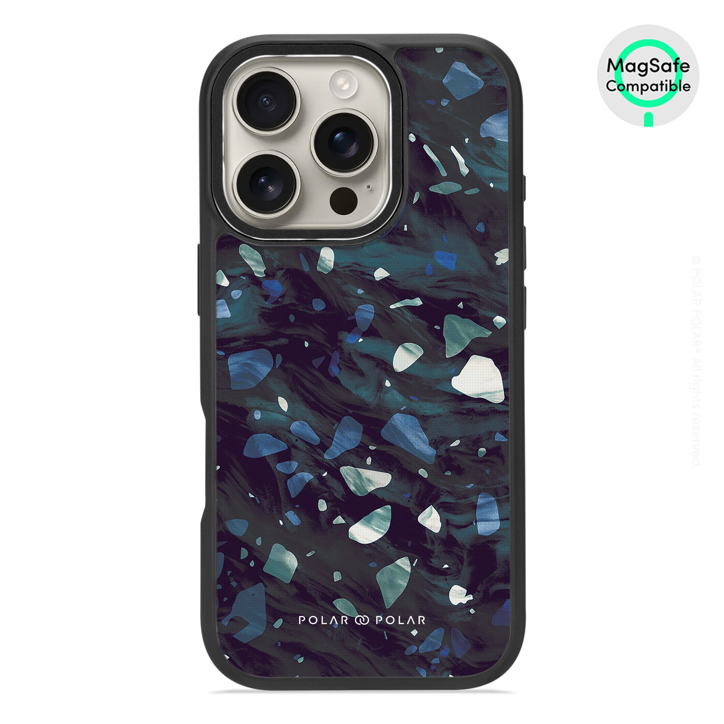 Nordic Terrazzo Gem - iPhone 16 Pro Frosted Black Bumper MagSafe Case