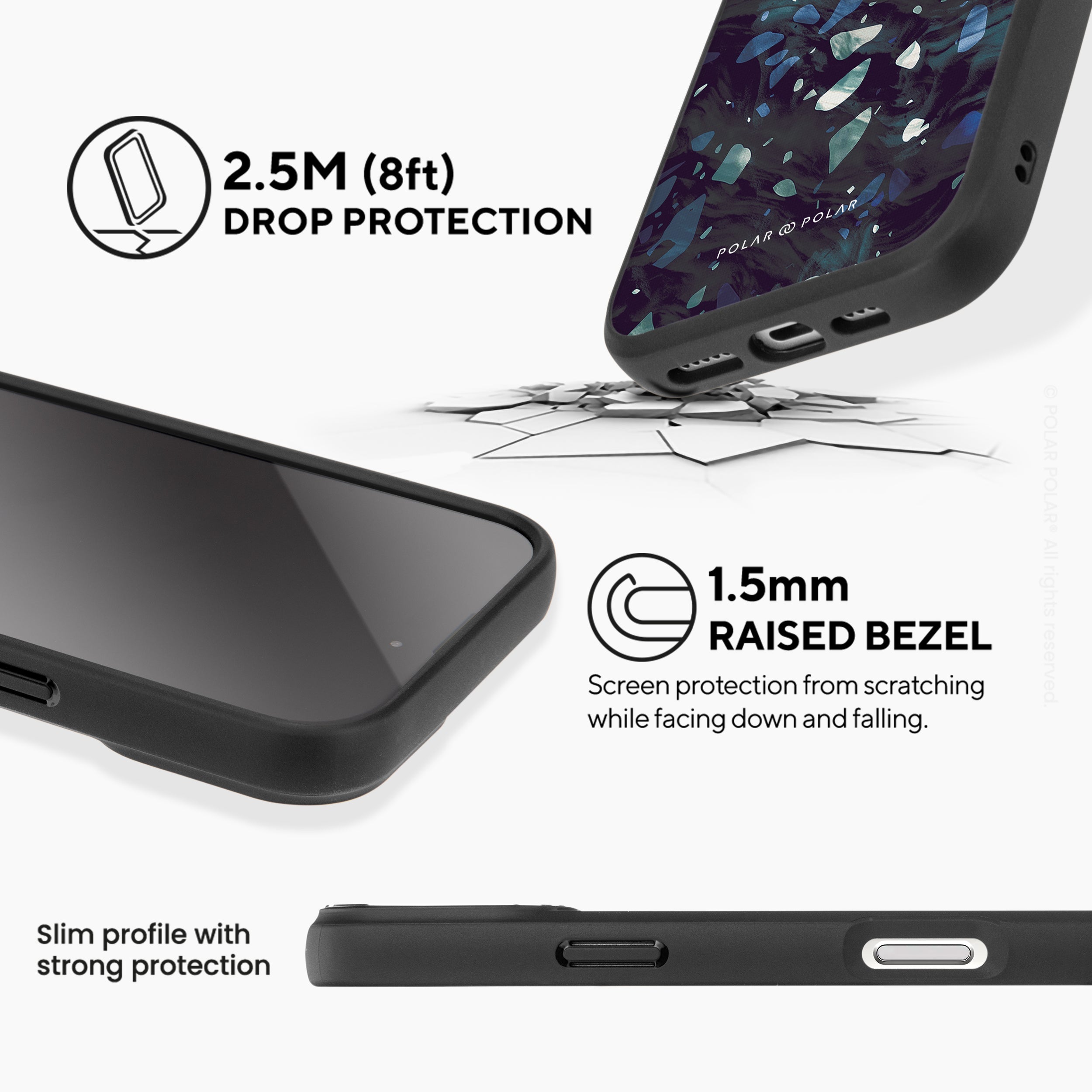 Nordic Terrazzo Gem - iPhone 16 Pro Max Frosted Black Bumper MagSafe Case