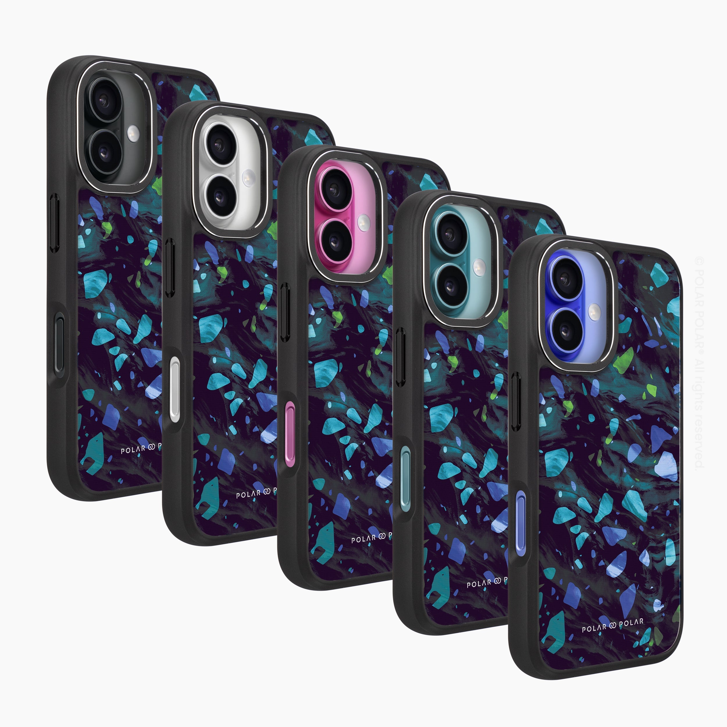 Ocean Terrazzo Gem - iPhone 16 Frosted Black Bumper MagSafe Case