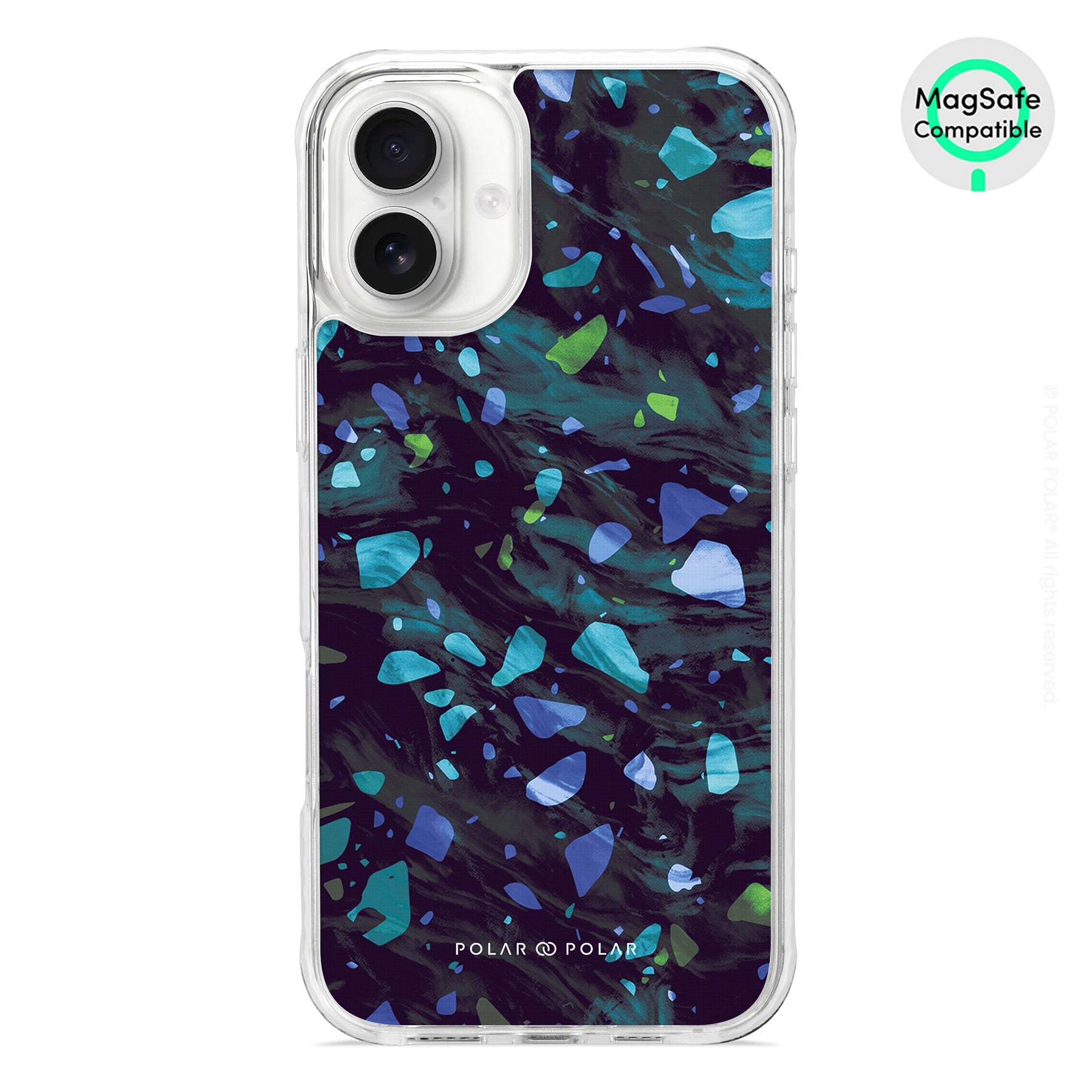Ocean Terrazzo Gem - iPhone 16 Plus Clear Bumper MagSafe Case