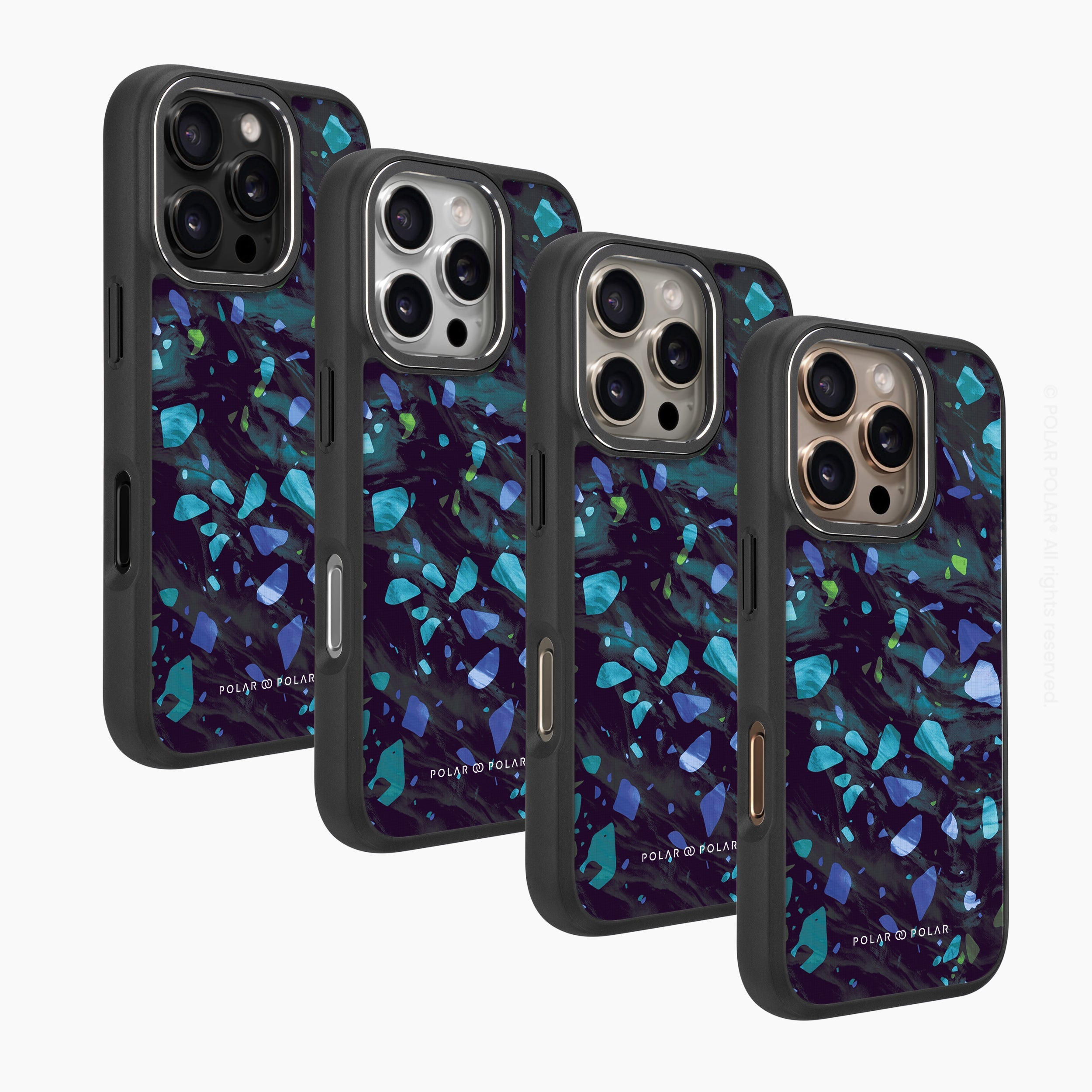Ocean Terrazzo Gem - iPhone 16 Pro Frosted Black Bumper MagSafe Case
