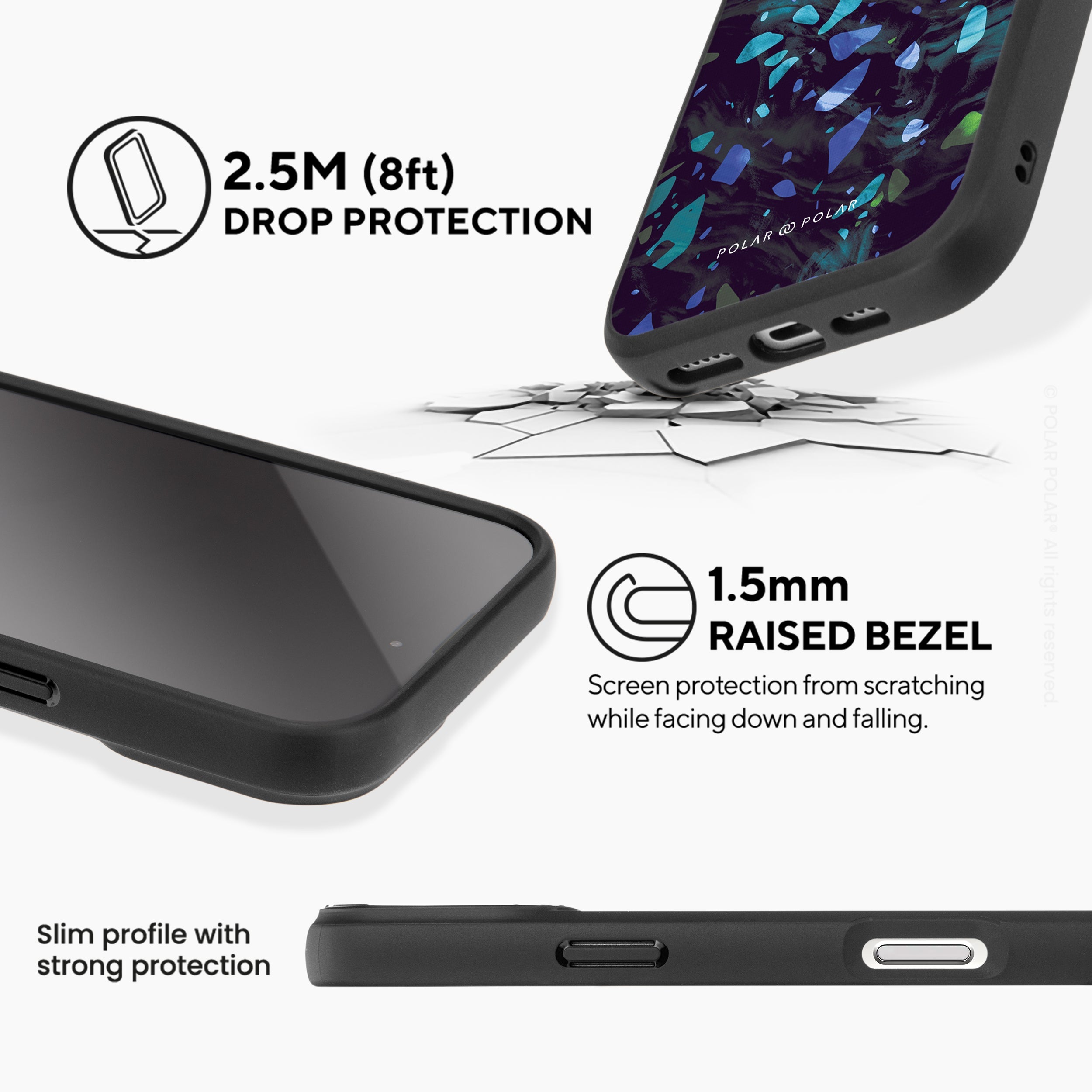 Ocean Terrazzo Gem - iPhone 16 Pro Max Frosted Black Bumper MagSafe Case