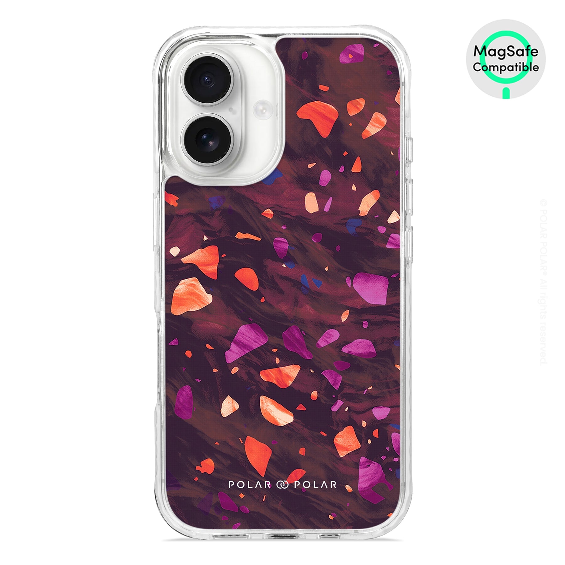 Paprika Terrazzo Gem - iPhone 16 Clear Bumper MagSafe Case