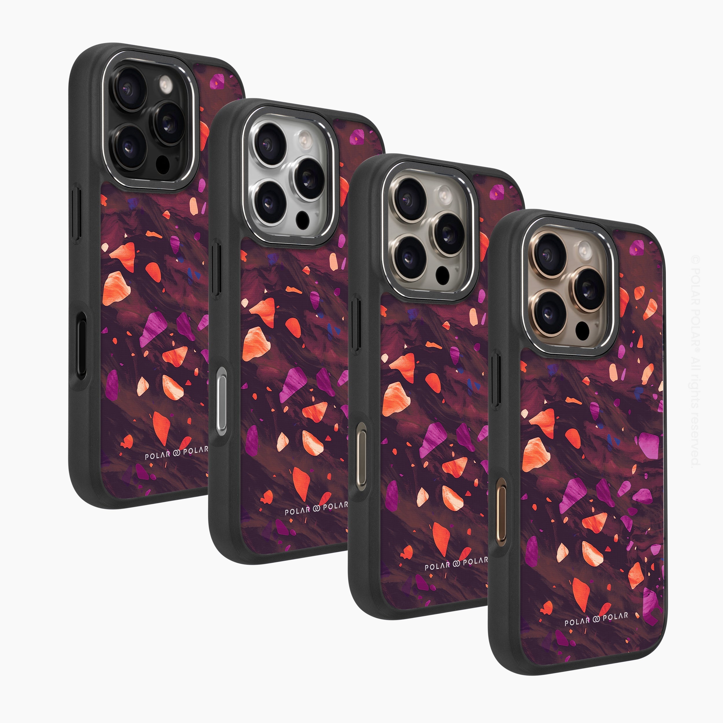Paprika Terrazzo Gem - iPhone 16 Pro Frosted Black Bumper MagSafe Case