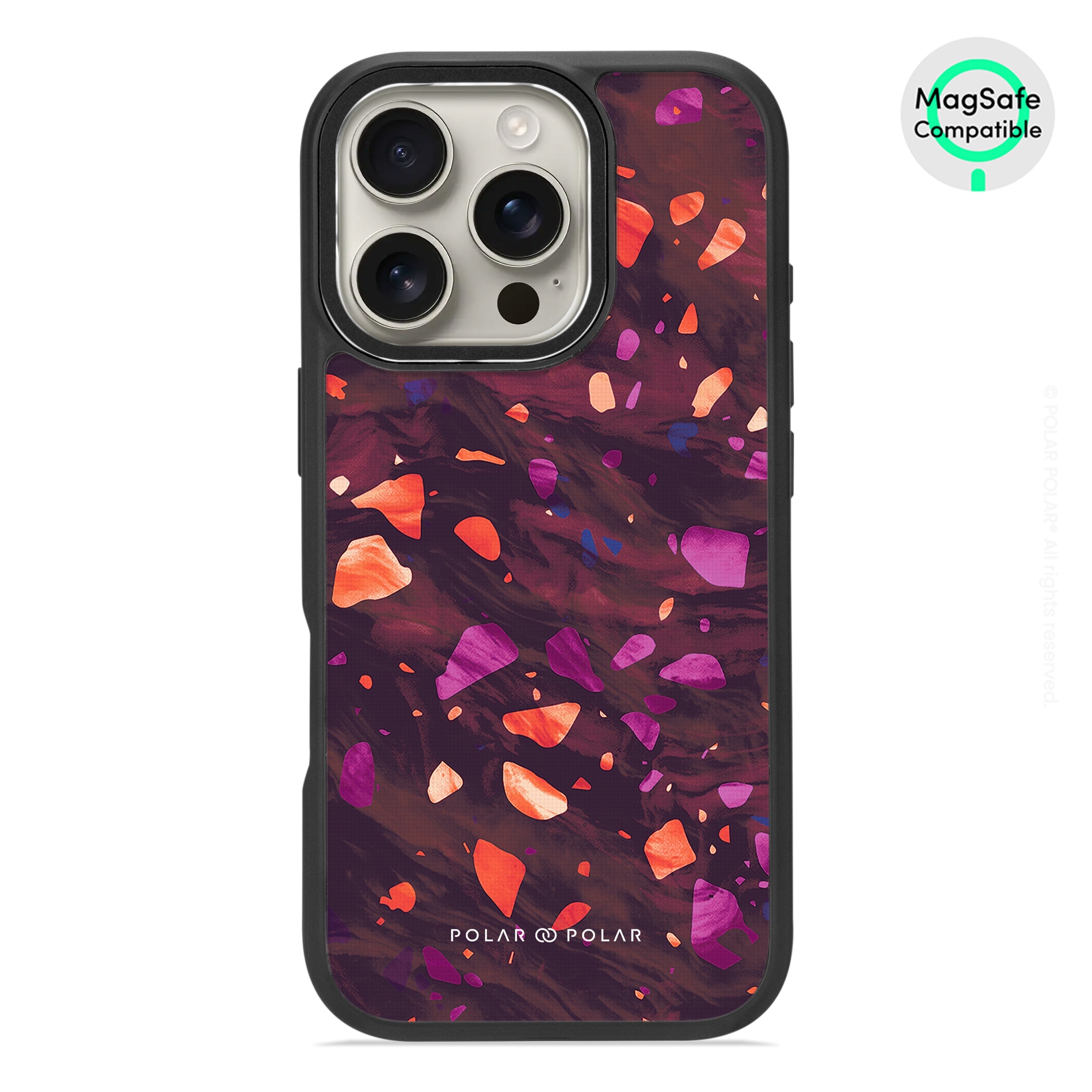 Paprika Terrazzo Gem - iPhone 16 Pro Frosted Black Bumper MagSafe Case