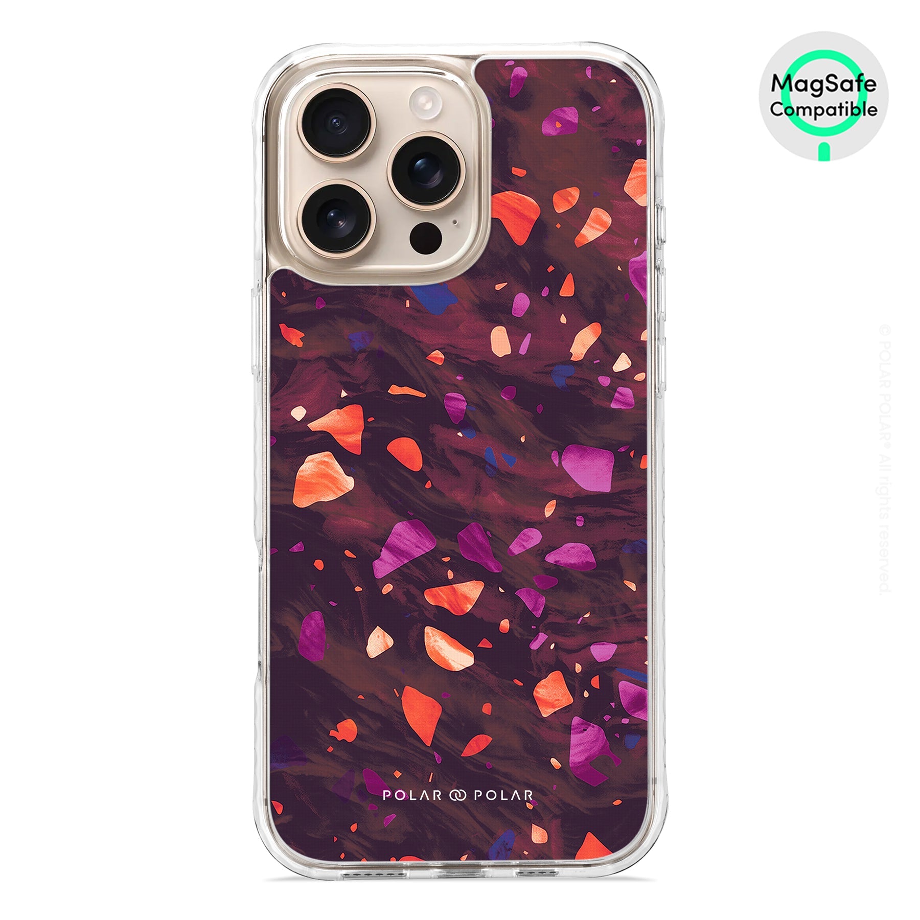 Paprika Terrazzo Gem - iPhone 16 Pro Max Clear Bumper MagSafe Case