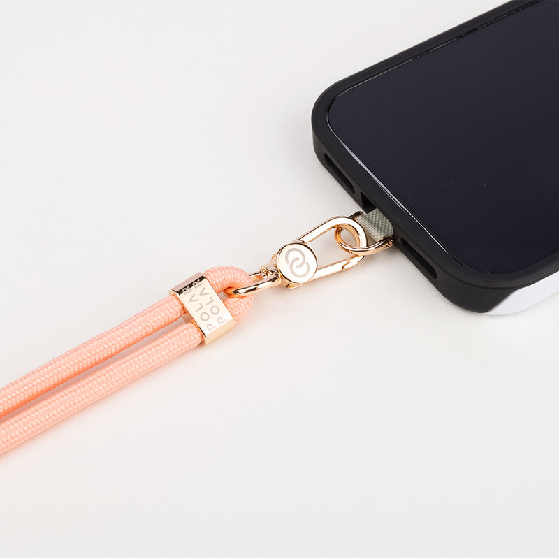 Peach Pink Crossbody Phone Strap with Card