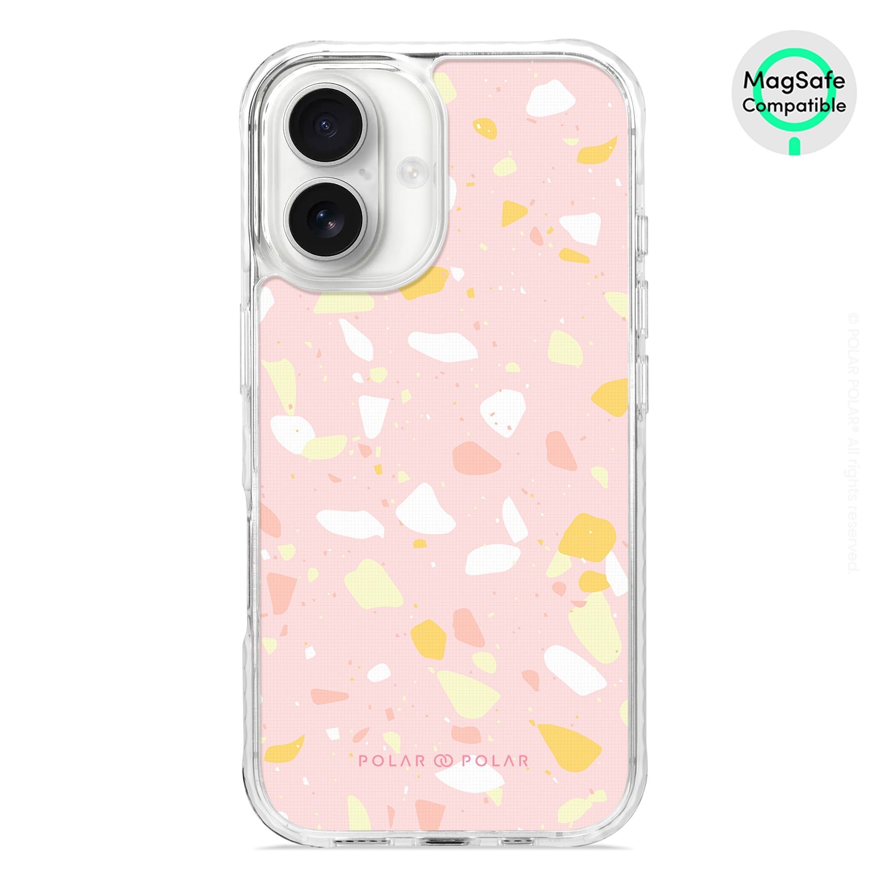 Pink Peony Terrazzo - iPhone 16 Clear Bumper MagSafe Case