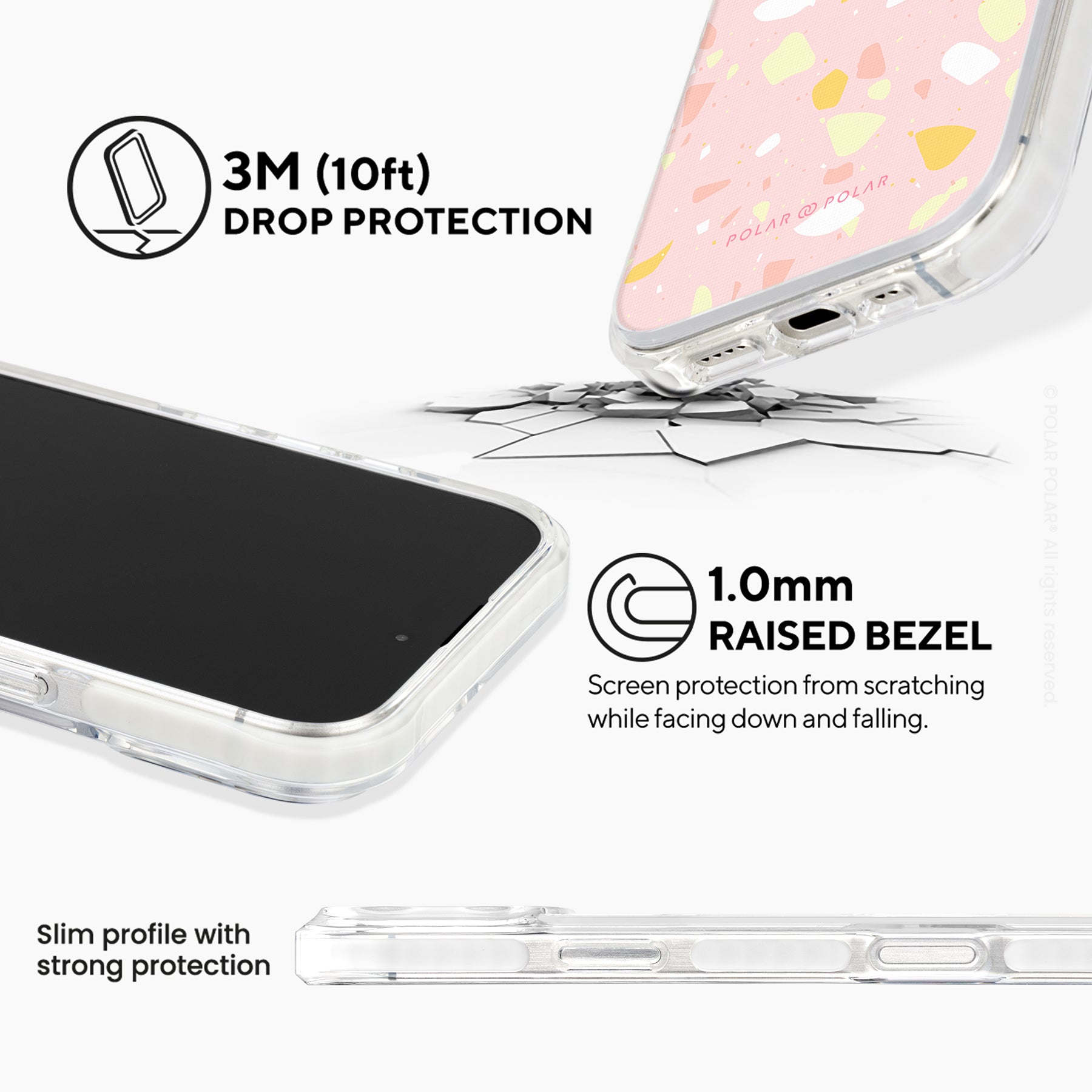Pink Peony Terrazzo - iPhone 16 Pro Clear Bumper MagSafe Case