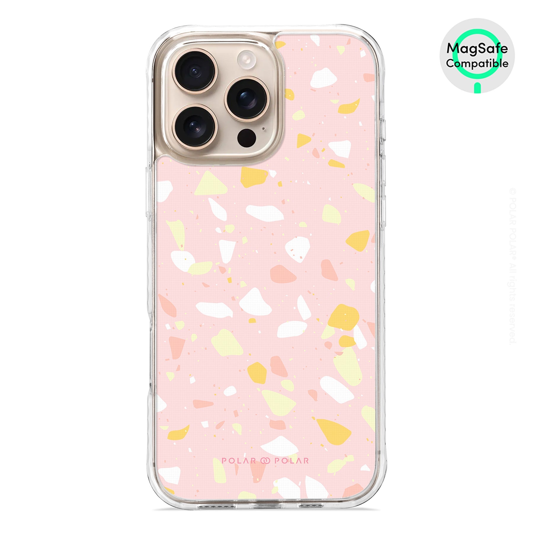 Pink Peony Terrazzo - iPhone 16 Pro Max Clear Bumper MagSafe Case