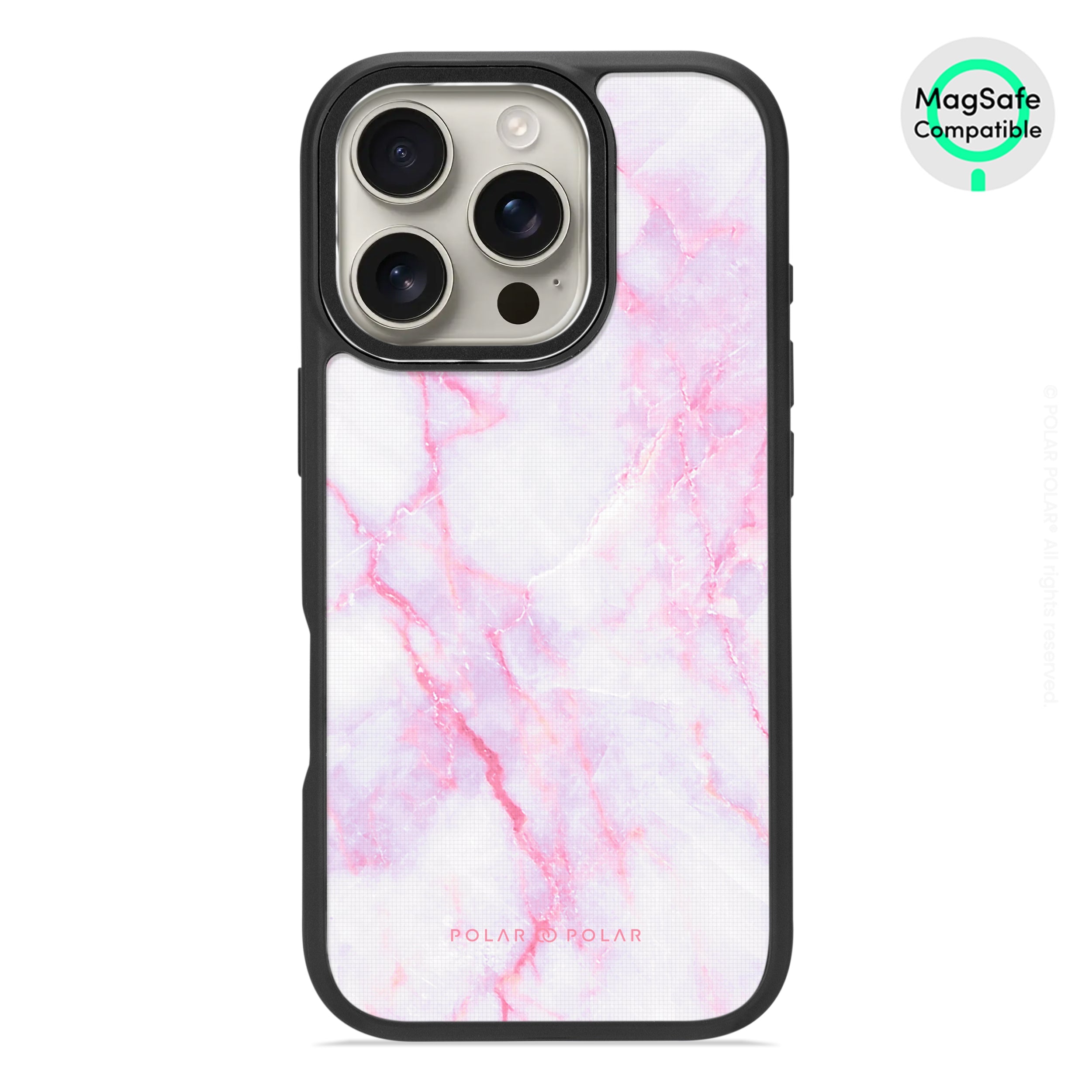 Pink White - iPhone 16 Pro Frosted Black Bumper MagSafe Case