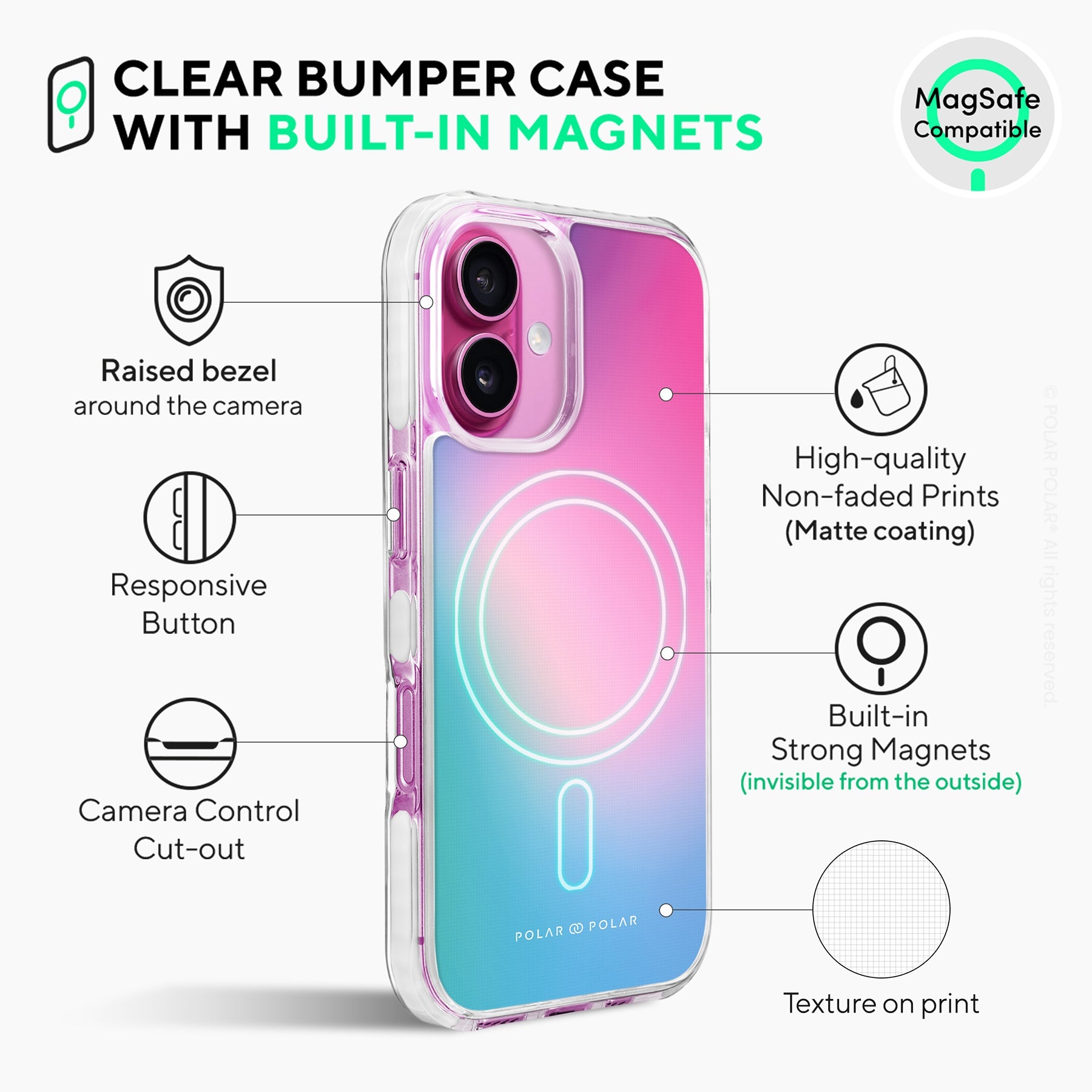 Polar Light - iPhone 16 Clear Bumper MagSafe Case