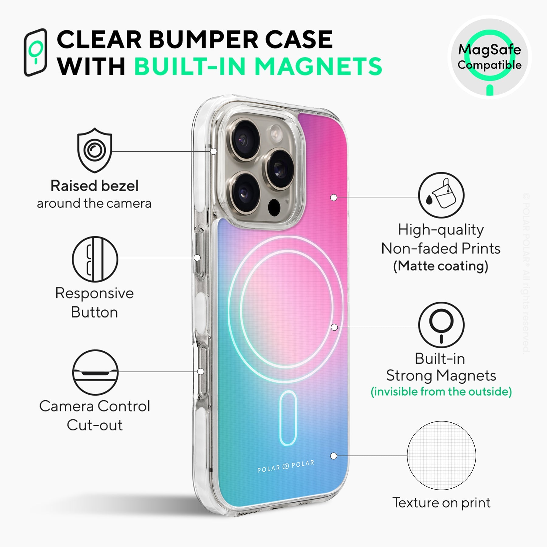 Polar Light - iPhone 16 Pro Max Clear Bumper MagSafe Case