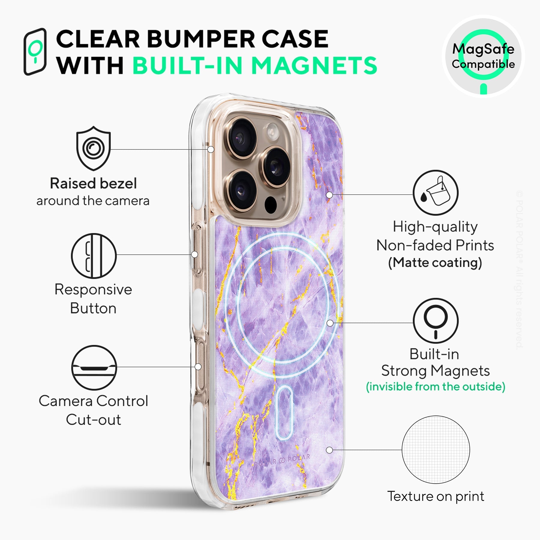 Princess Purple - iPhone 16 Pro Clear Bumper MagSafe Case