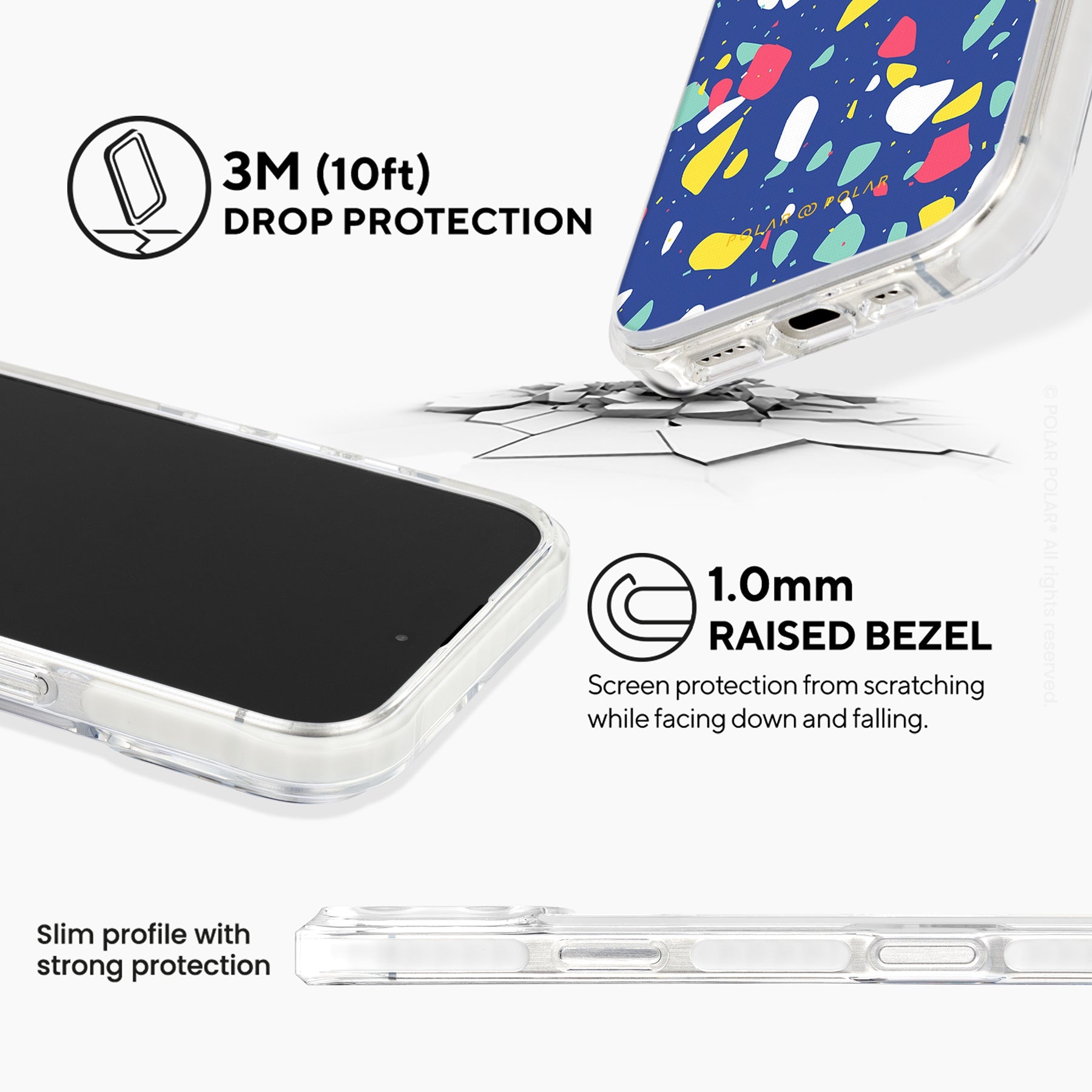 Royal Blue Terrazzo - iPhone 16 Pro Clear Bumper MagSafe Case