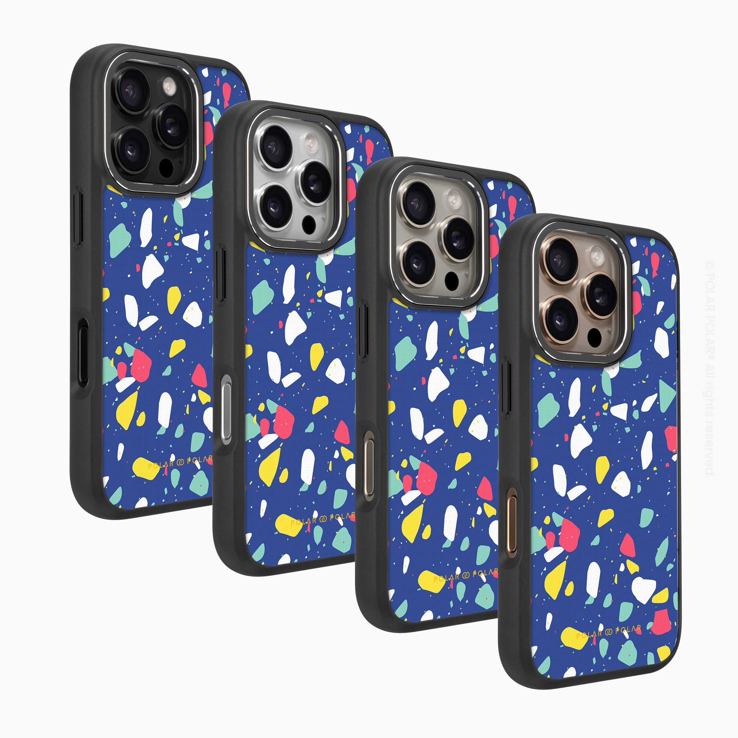 Royal Blue Terrazzo - iPhone 16 Pro Frosted Black Bumper MagSafe Case