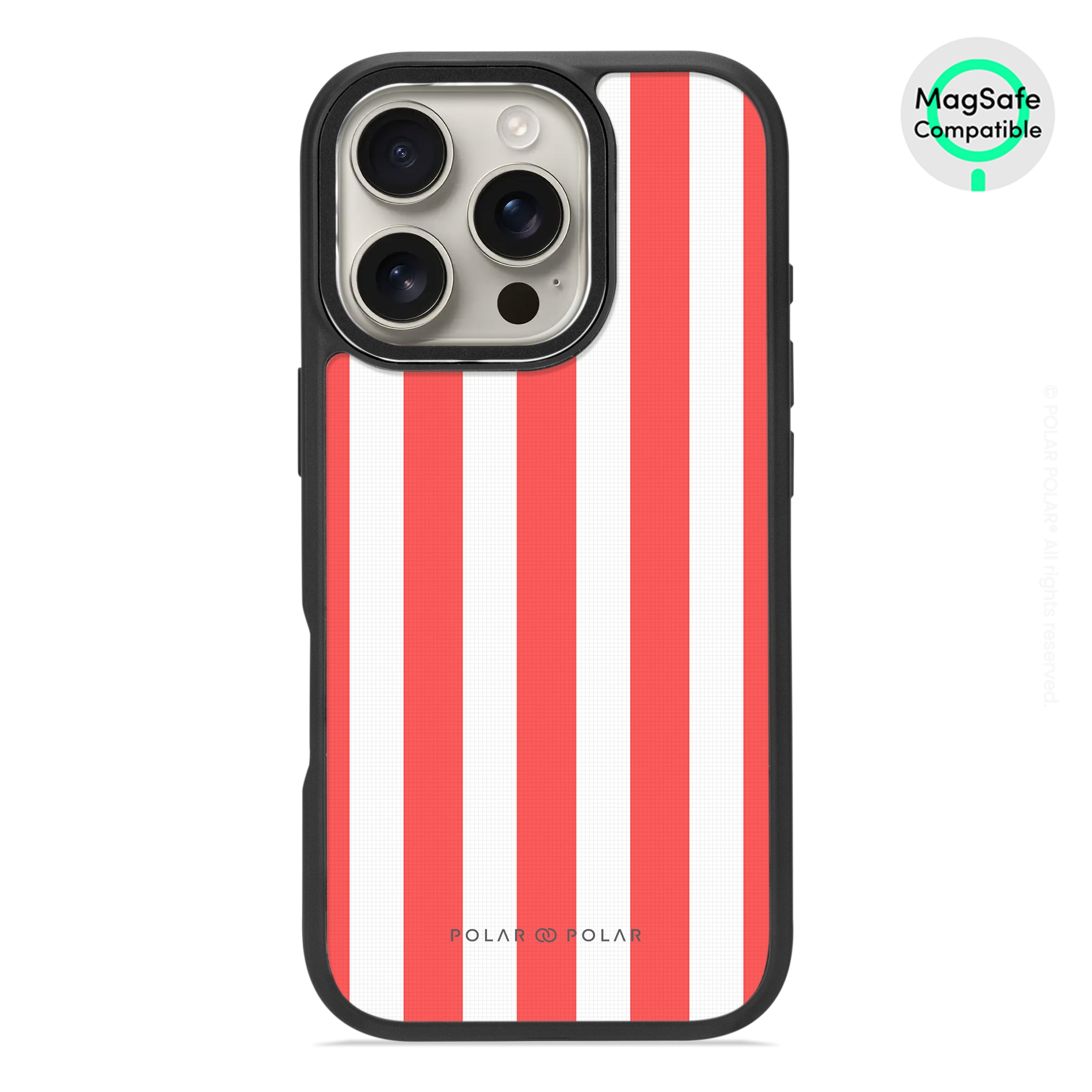 Scarlet Stripe - iPhone 16 Pro Frosted Black Bumper MagSafe Case