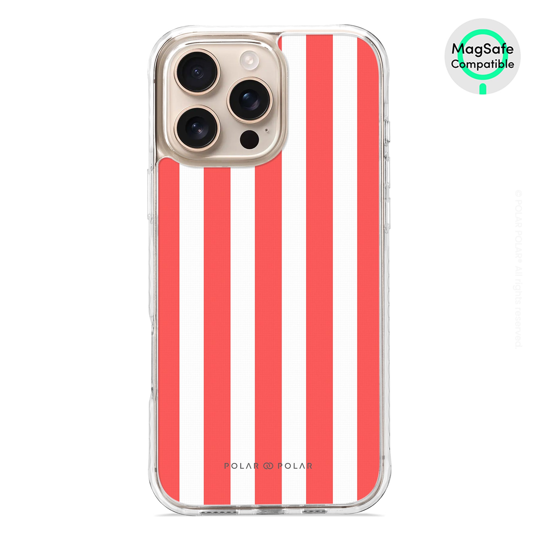 Scarlet Stripe - iPhone 16 Pro Max Clear Bumper MagSafe Case
