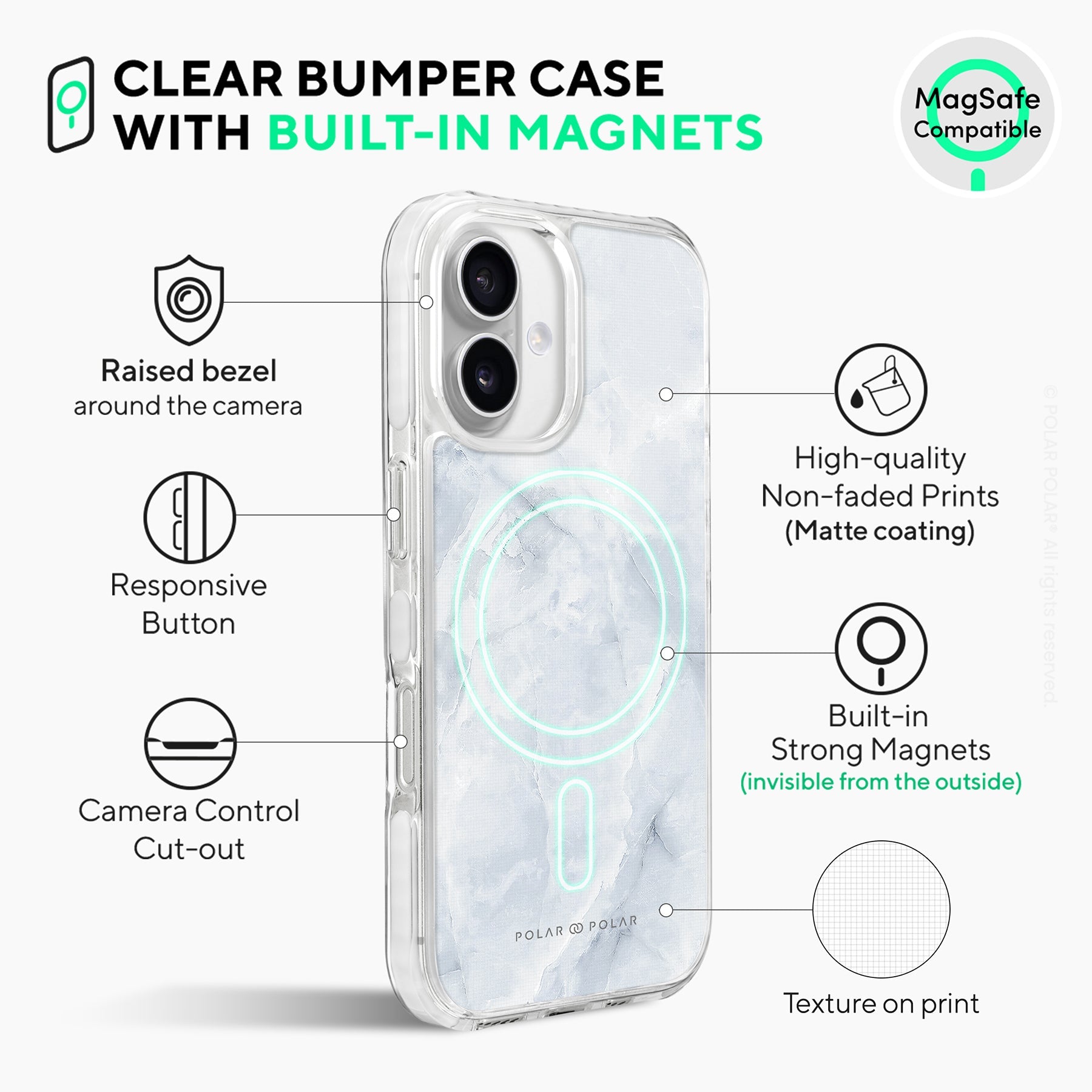 Snow Mountain - iPhone 16 Plus Clear Bumper MagSafe Case