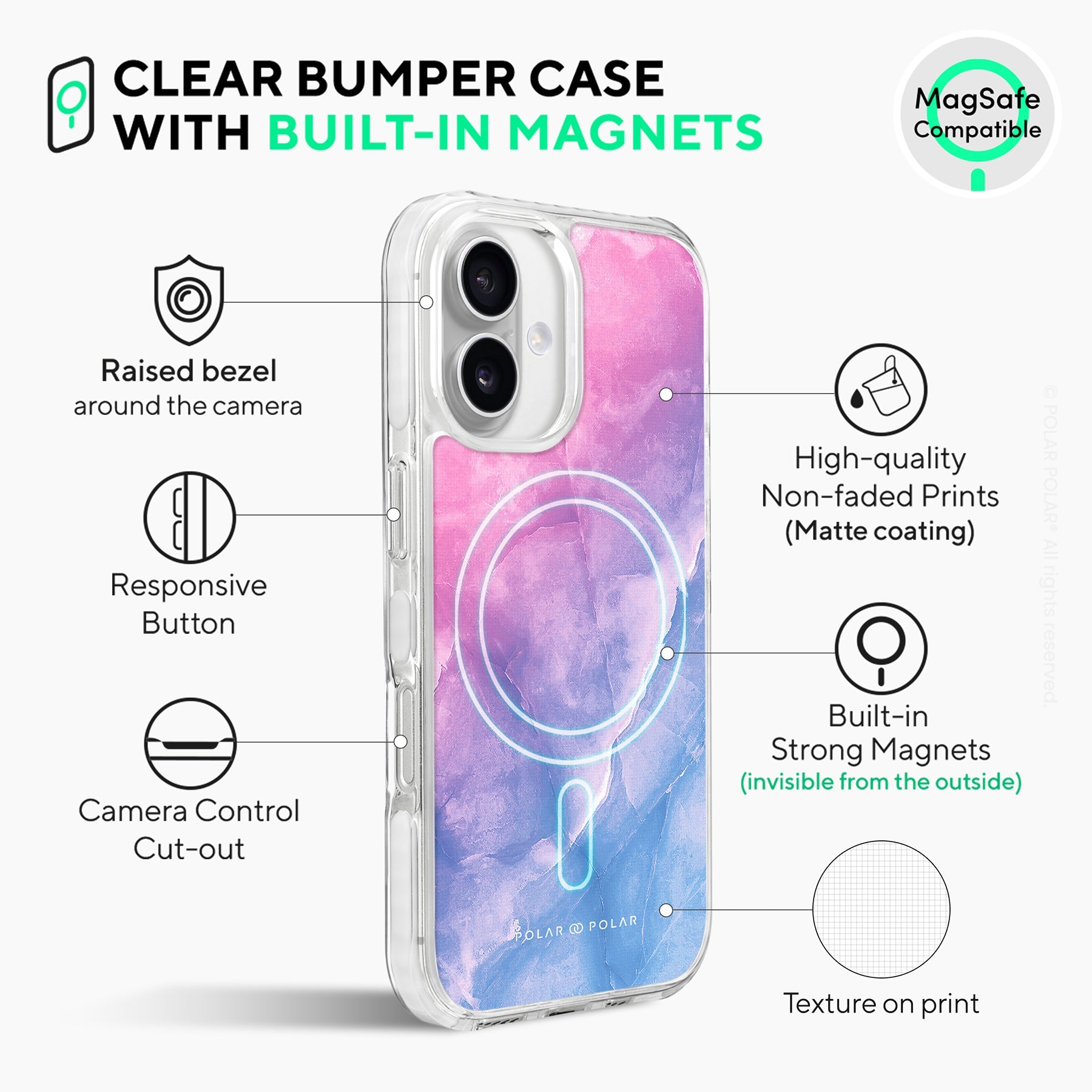 Sweet Rainbow - iPhone 16 Plus Clear Bumper MagSafe Case