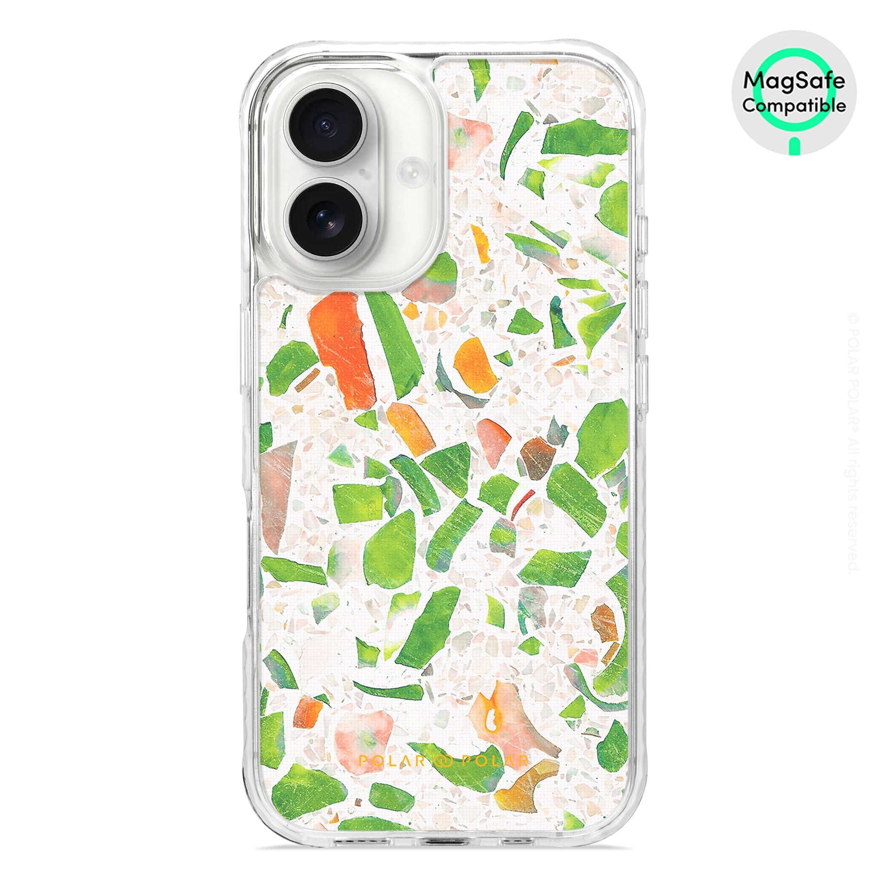 Terrazzo Green - iPhone 16 Clear Bumper MagSafe Case