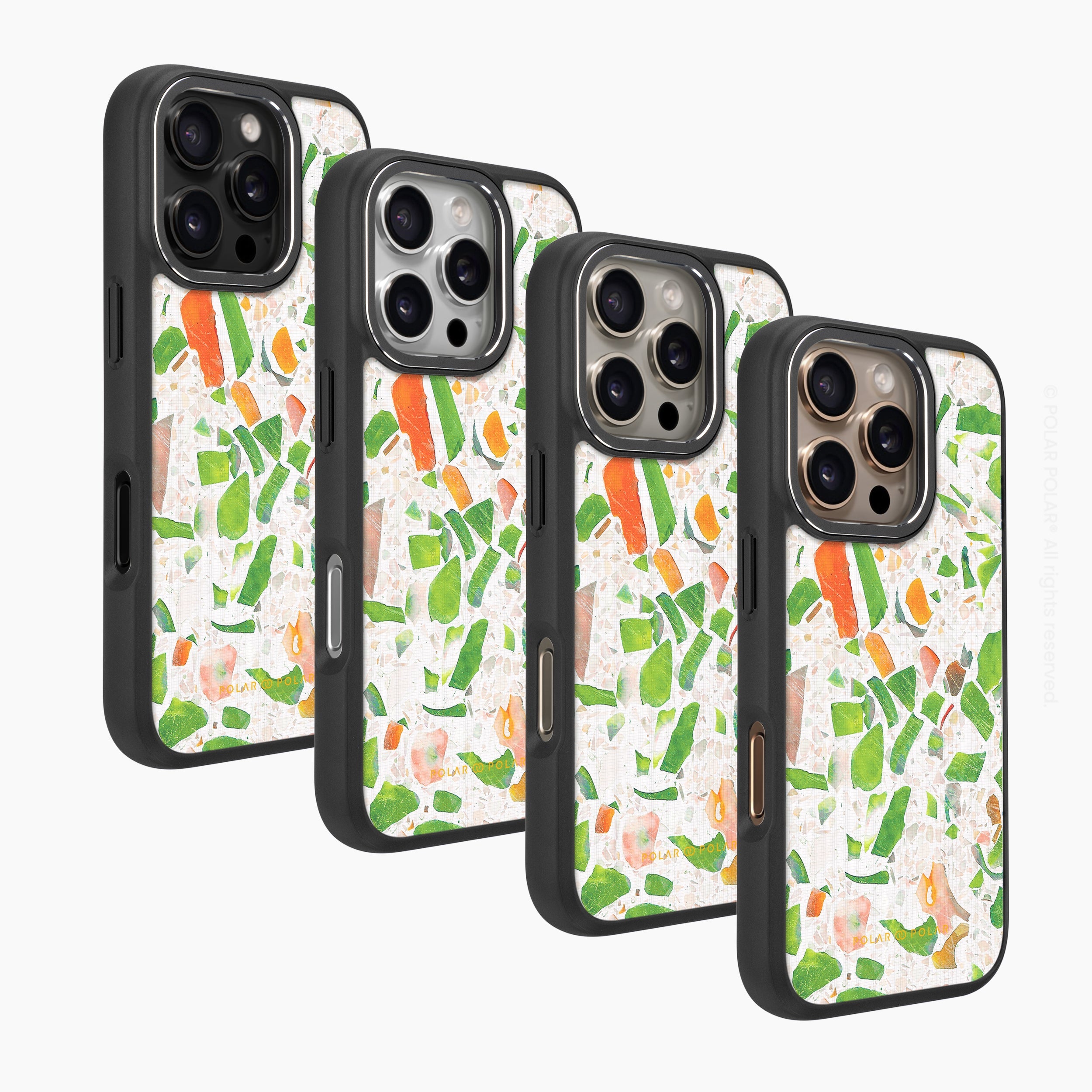 Terrazzo Green - iPhone 16 Pro Frosted Black Bumper MagSafe Case