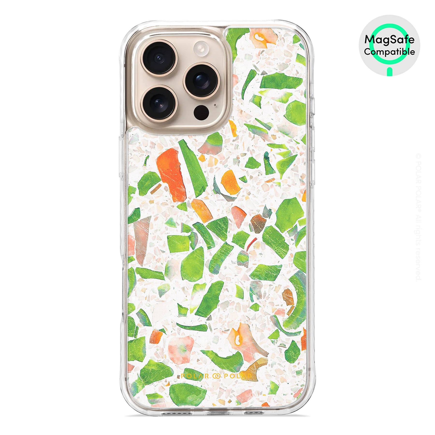 Terrazzo Green - iPhone 16 Pro Max Clear Bumper MagSafe Case
