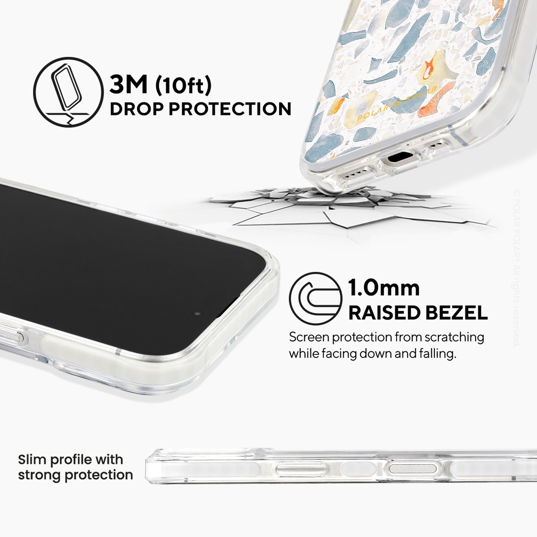 Terrazzo Grey - iPhone 16 Clear Bumper MagSafe Case